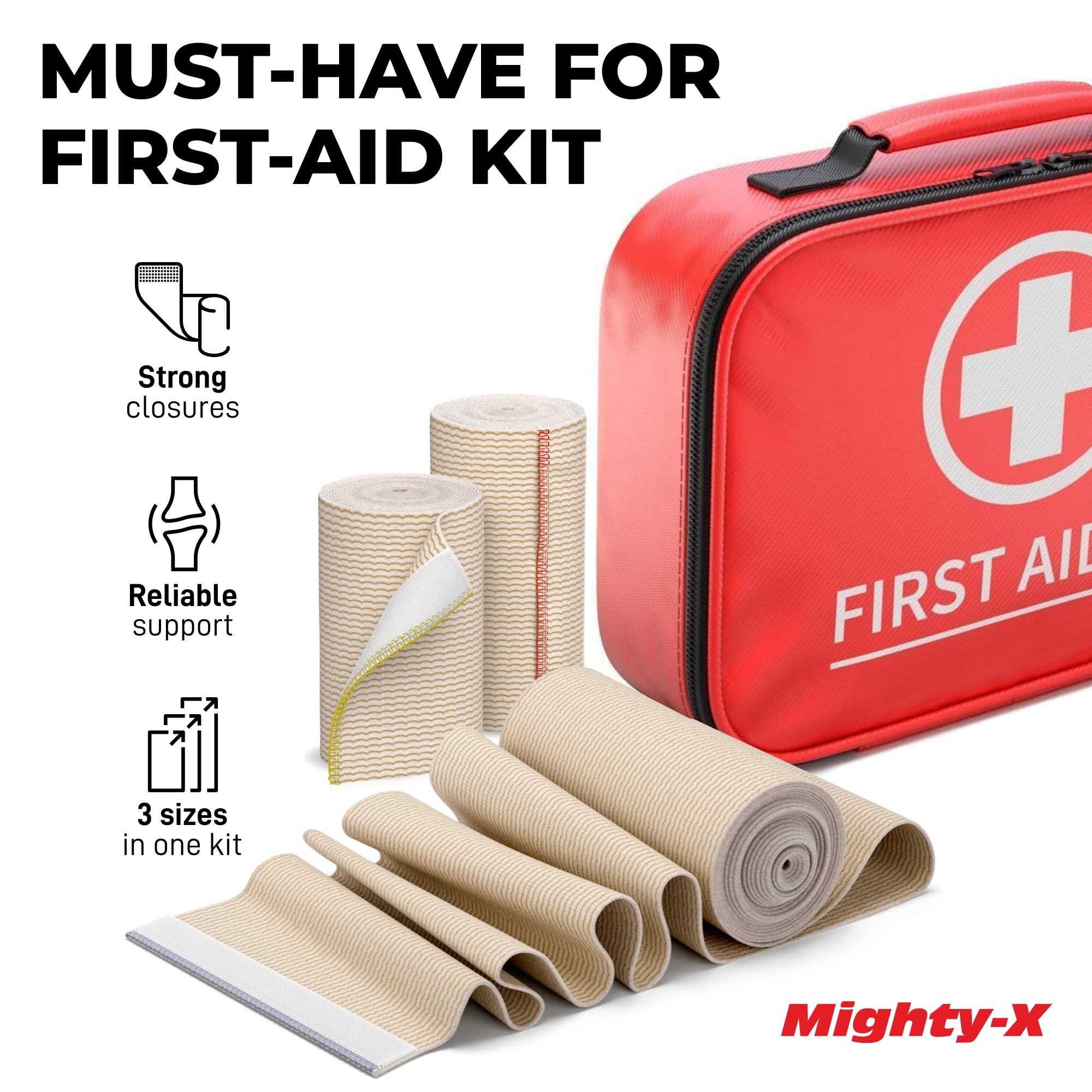 Premium Elastic Bandage Wrap with Self-Closures - 6 pk (2x2�, 2x3", 2x4") - Compression Bandage Wrap