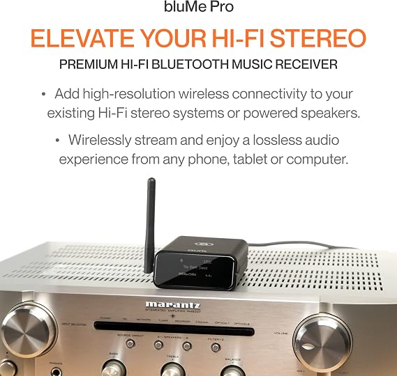 Auris BluMe Pro HiFi Bluetooth 5.3 Music Receiver Long Range Bluetooth Adapter with Audiophile DAC, LDAC, aptX HD, OLED Display & Optical Coaxial AUX Output for Home Stereo, AV Receiver or Amplifier