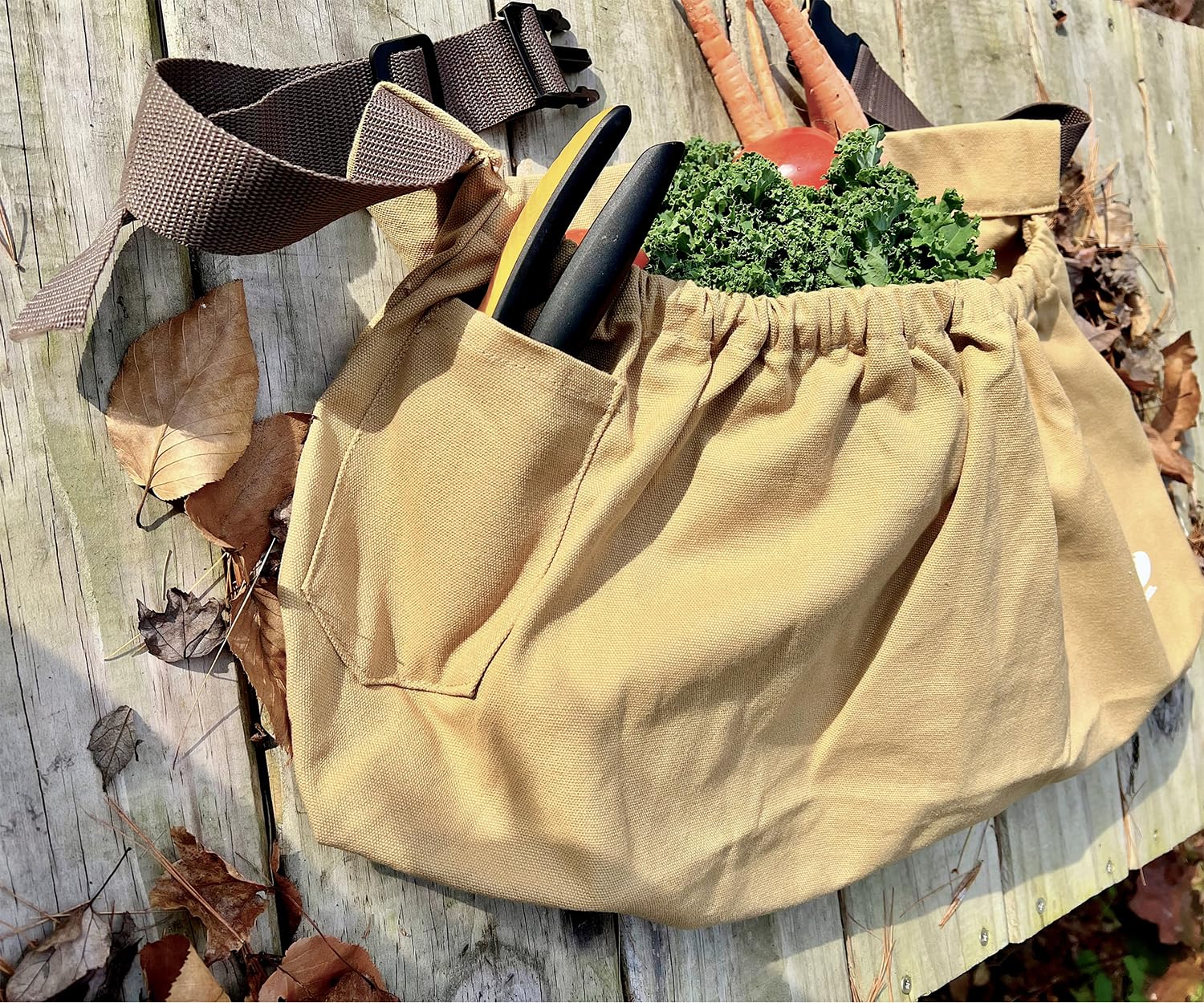 UpBloom Harvest & Weeding - Grembiule con tasche, per raccogliere bacche, da giardino, per raccogliere verdure, frutta, marrone, taglia unica