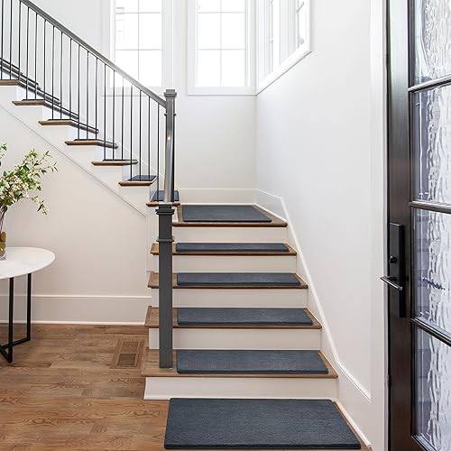 Miniatura 72 de PURE ERA - Alfombras para peldaños, de felpa suave, con bordes redondeados, de interiores, aptas para mascotas, antideslizantes, sin cinta, lavables