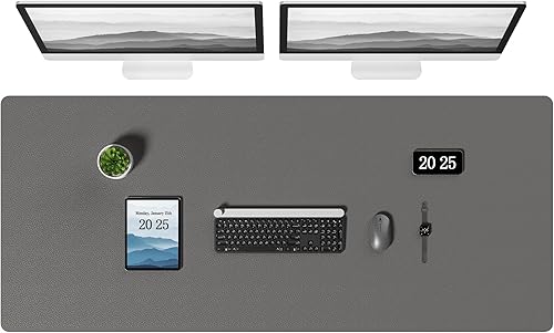 Miniatura 26 de Aothia Protector de escritorio de cuero - Alfombrilla grande para mouse, alfombrilla de oficina, secante antideslizante de cuero PU, almohadilla de