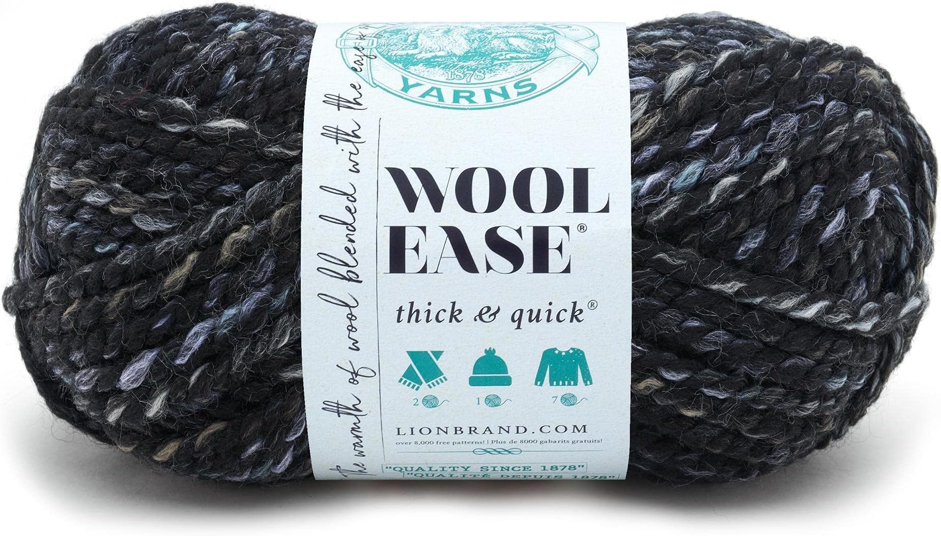 (1 Skein) Lion Brand Yarn Wool-Ease Thick & Quick Bulky Yarn, Metropolis