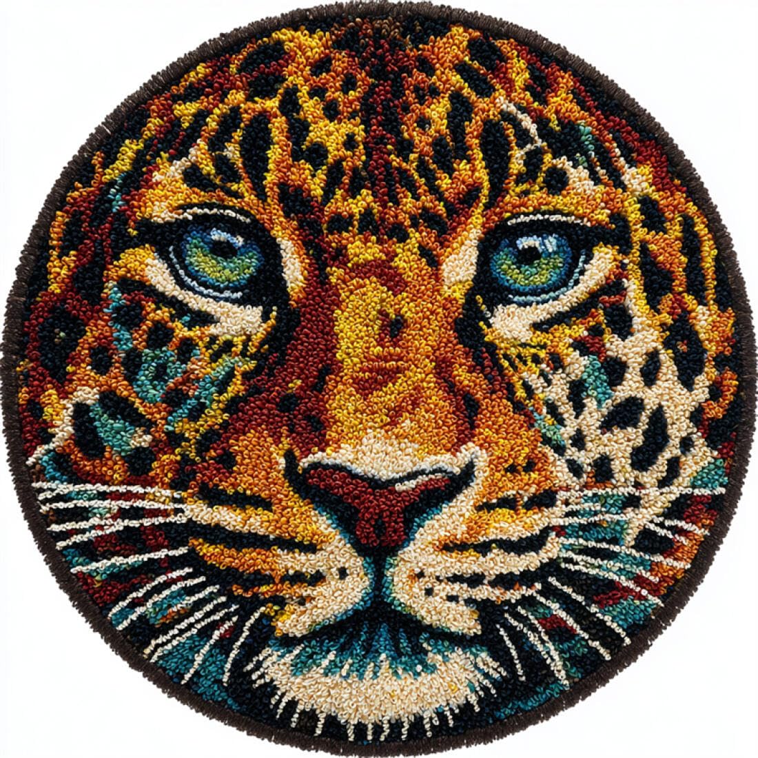 Kitquiver Animal Tapestry Kits for Adults Leopard Portrait DIY Rug Making Craft Kits with Yarn & Canvas and Crochet Needle Embroidery Decoration 50x50cm