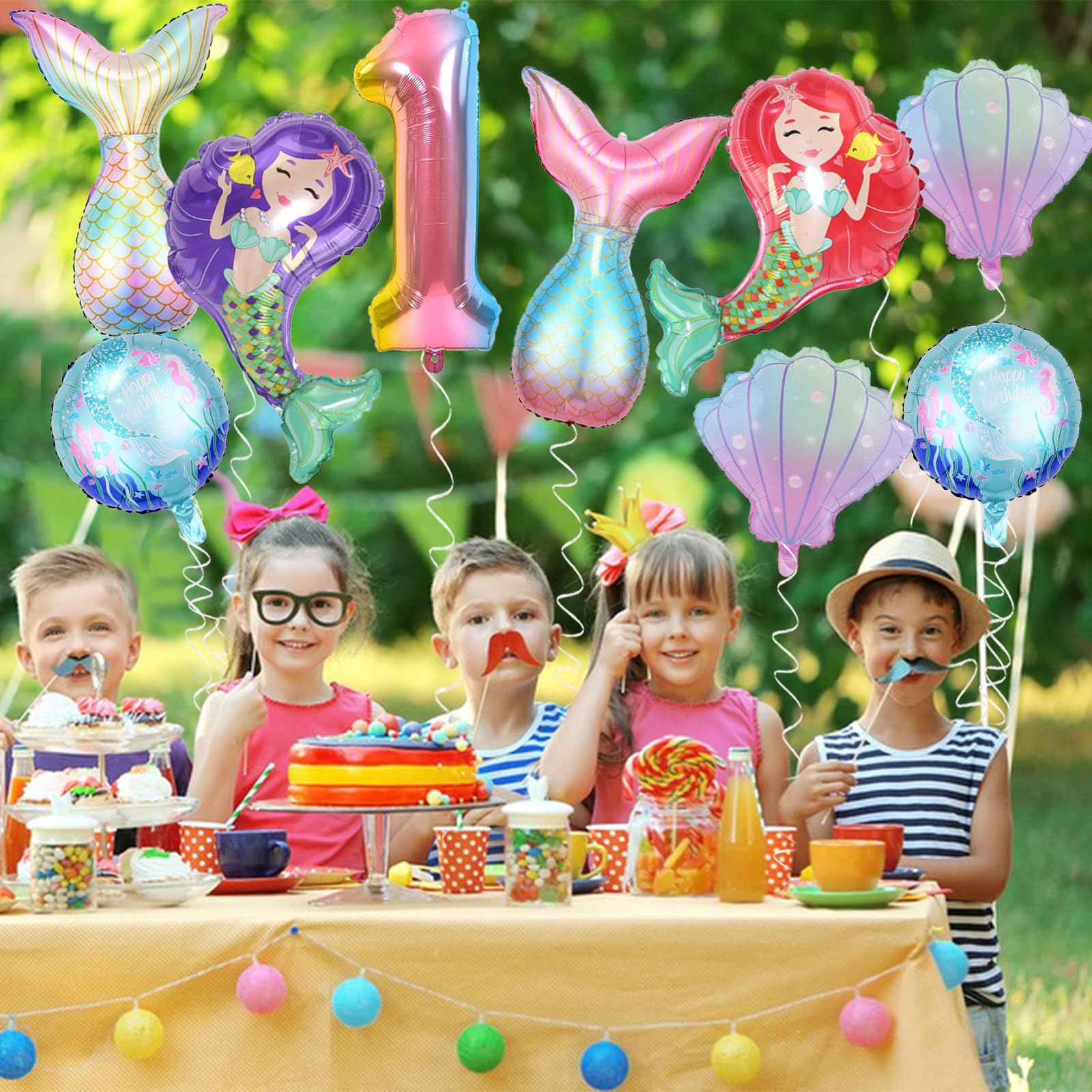 Snapklik.com : 5th Mermaid Birthday Decoration 9 Pcs Mermaid Balloons