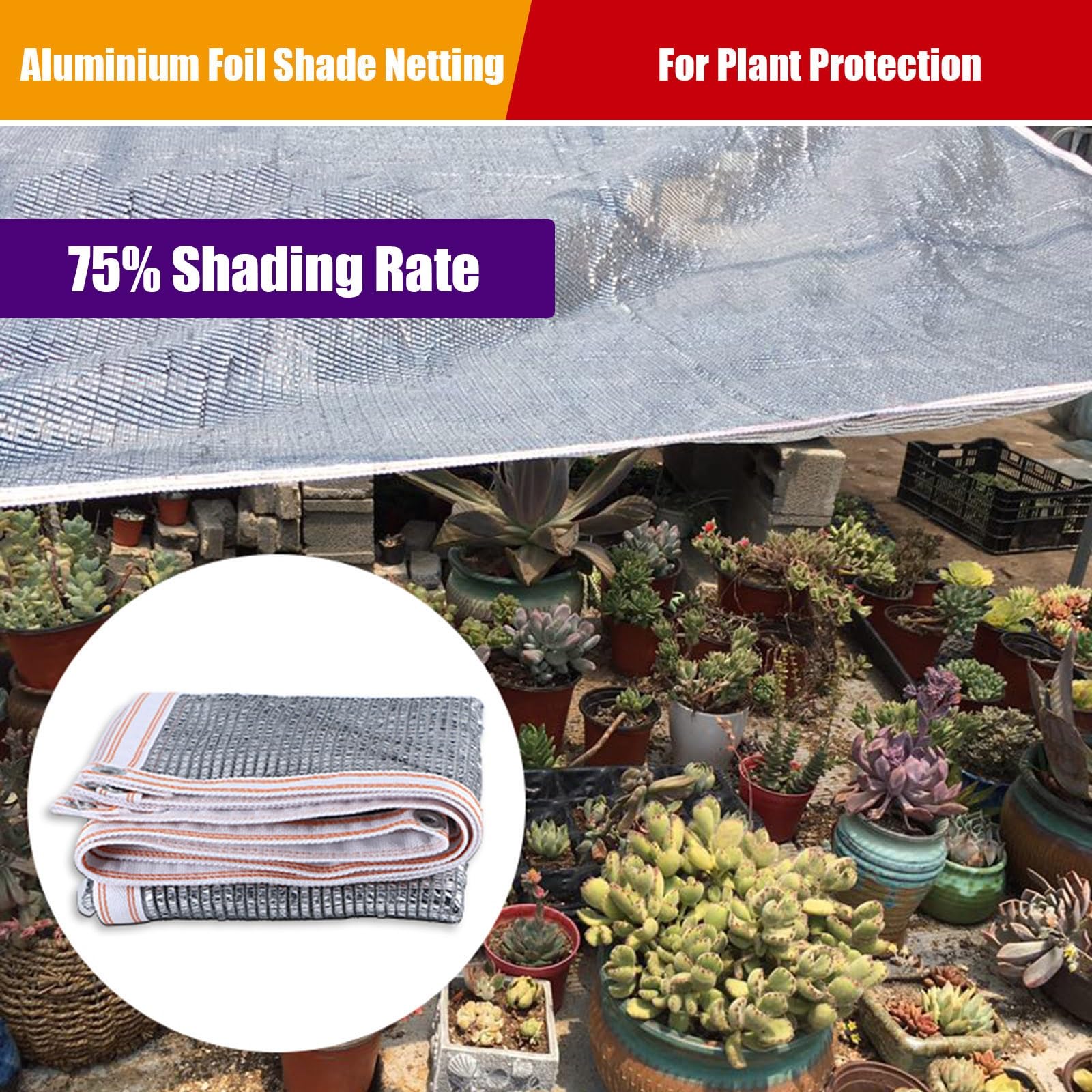Odblaskowy baldachim przeciwsłoneczny z folii aluminiowej, 75% filtr przeciwsłoneczny, do ogrodu, na patio, samochód i pies, oddychający, odporny na deszcz, pokrowiec na rośliny, do użytku na zewnątrz