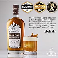 Vista 5 de Free Spirits - Alcohol sin alcohol Bourbon Spirit – Premiada alternativa de whisky – Bajo en calorías, vegano, sin gluten con vitaminas B
