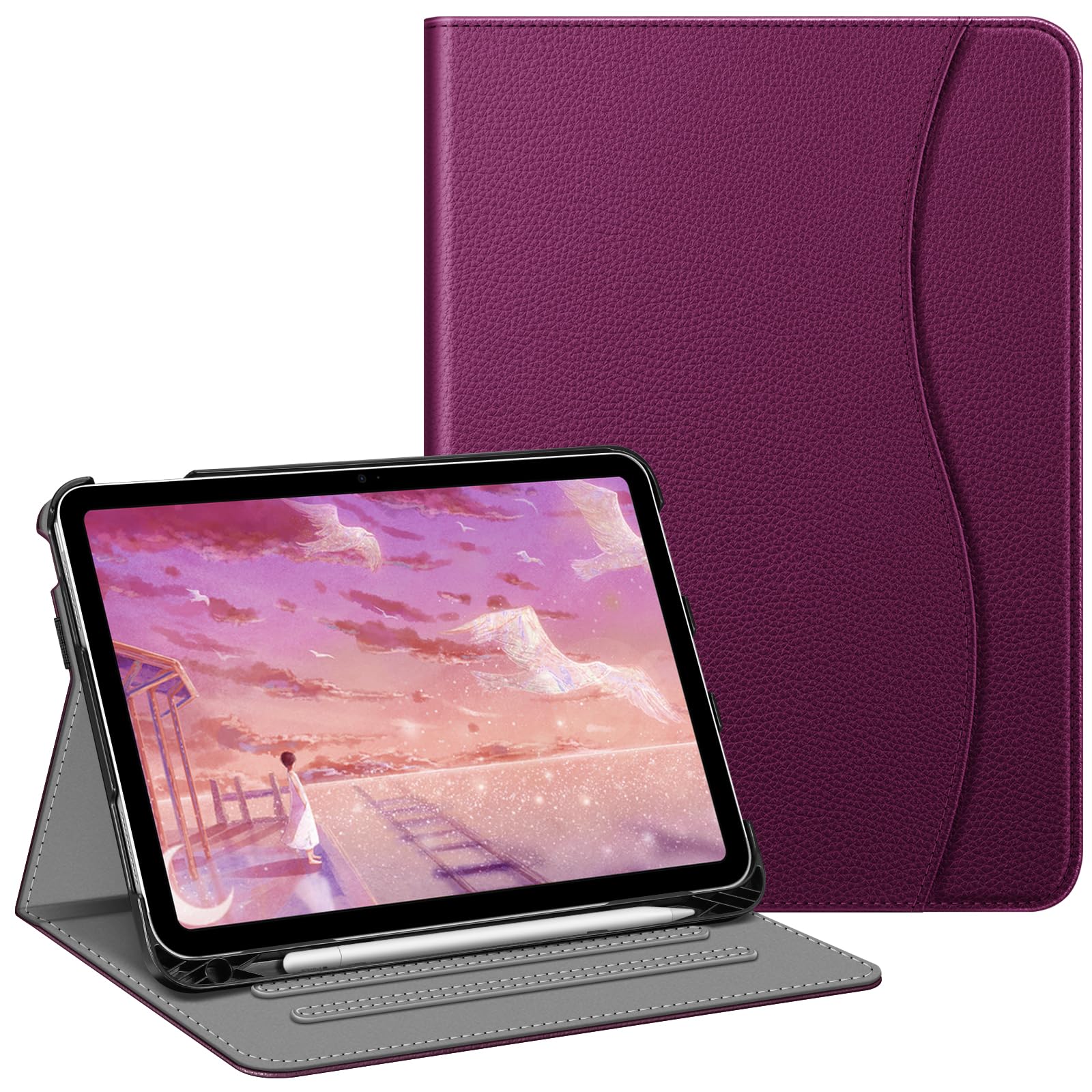 FINTIE Case for iPad (A16) 11th Generation 11 Inch (2025), iPad 10th Generation 10.9 Inch (2022), Multi-Angle Viewing Stand Cover w/Pencil Holder & Pocket, Auto Sleep/Wake, Purple