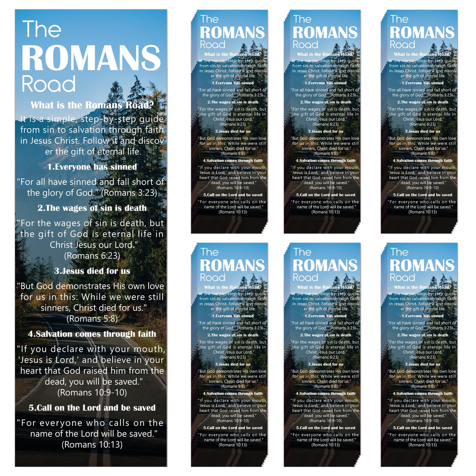 The Romans Road to Salvation Bookmarks - Cosmisun 100 Pcs Bible Religious Bookmark Gifts Scripture Page Markers Clips Book Mark Christian Prayer Gospel Tracks for Evangelism Church Office Supplies โ image 1