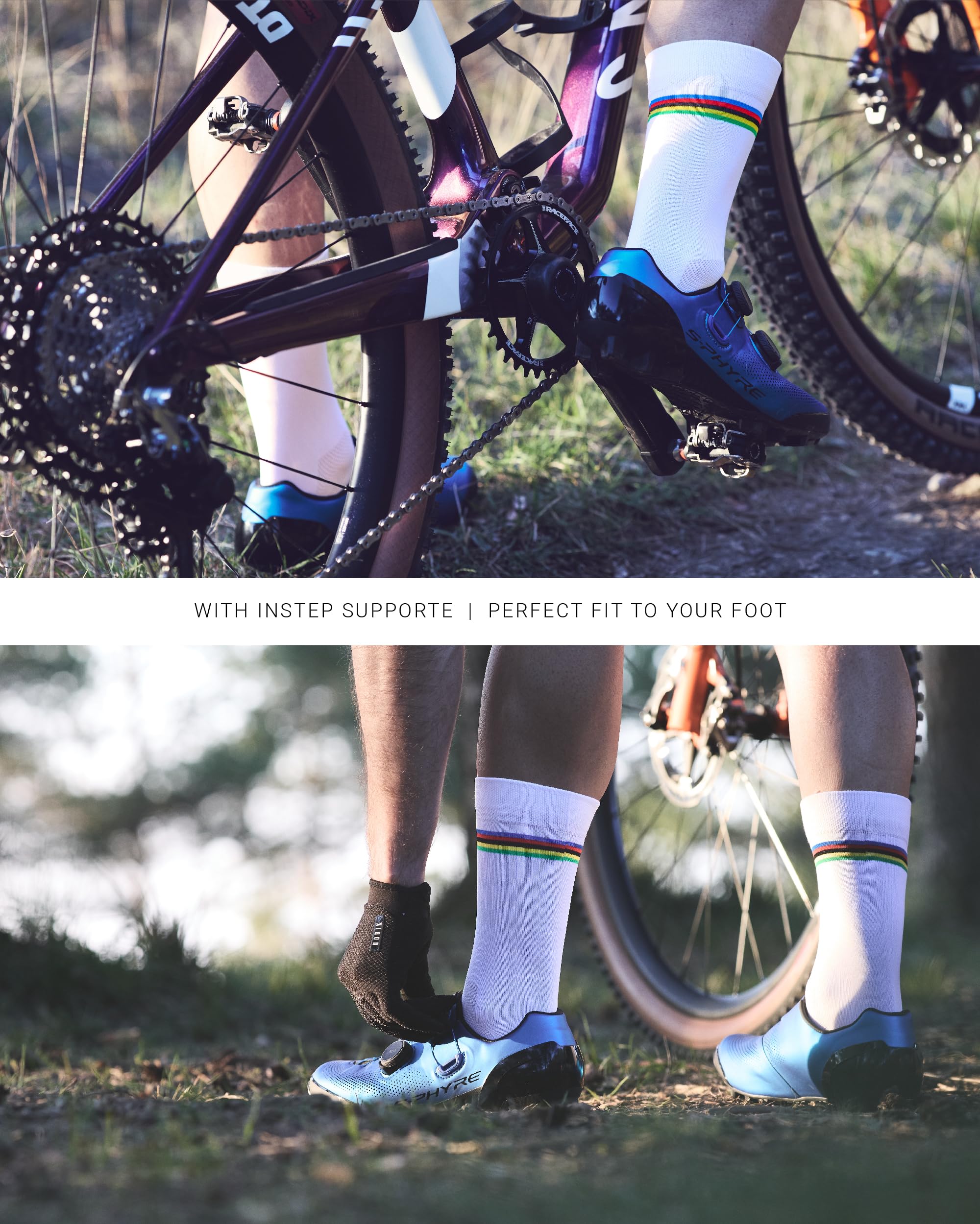Calcetines de Ciclismo transpirables, diseño Arcoíris
