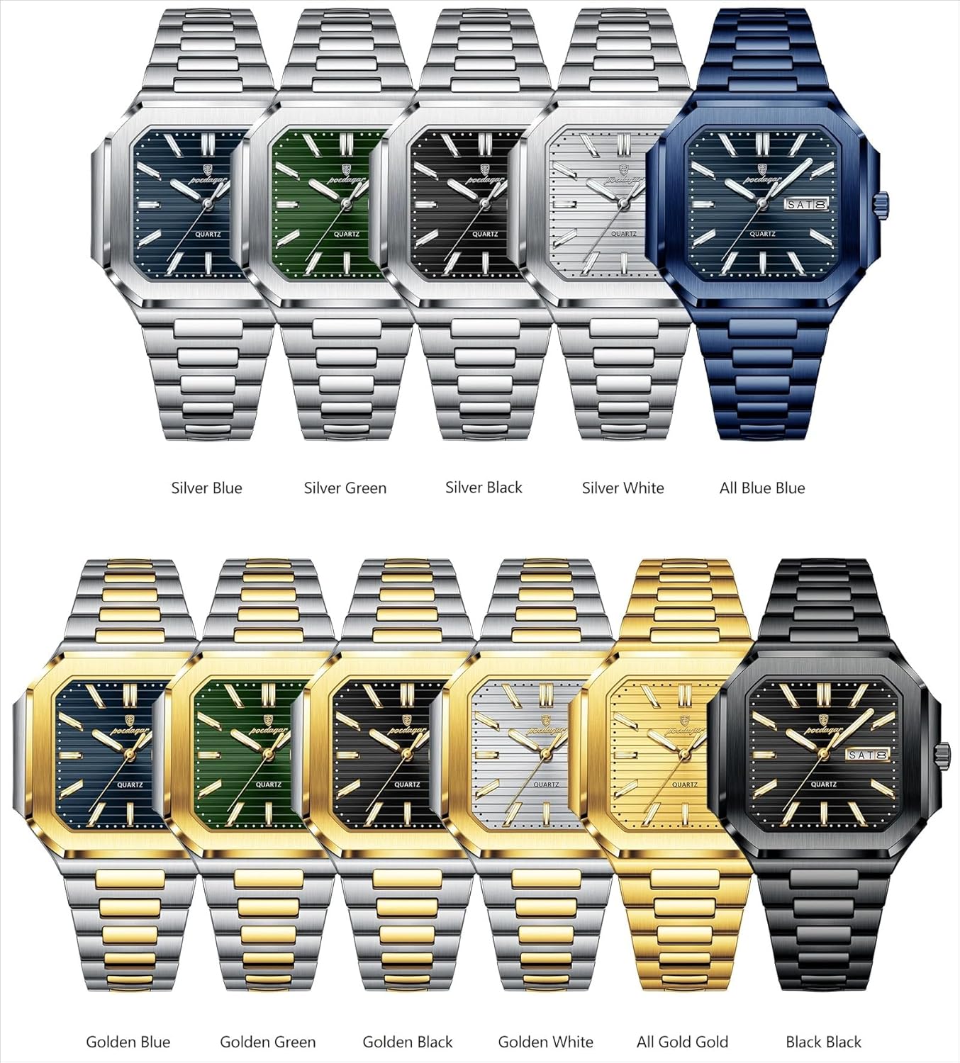 Luxury Square Fashion Man Wristwatch Waterproof Luminous Date Week Quartz Men's Watches Stainless Steel Business Classic Men Watch - Image 7