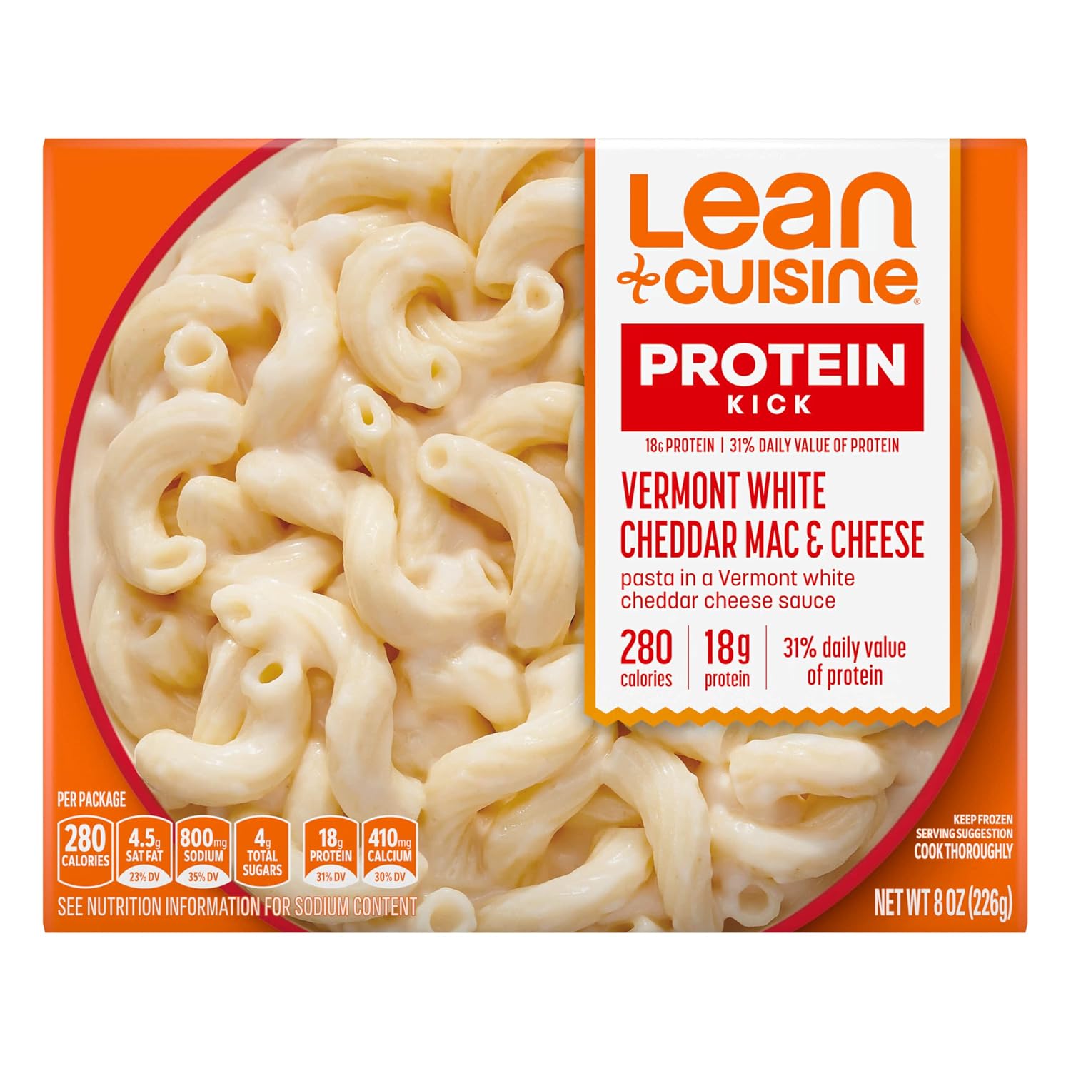 Lean Cuisine Frozen Meal Vermont White Cheddar Mac and Cheese, Protein Kick Microwave Meal, Microwave Macaroni and Cheese Dinner, Frozen Dinner for One