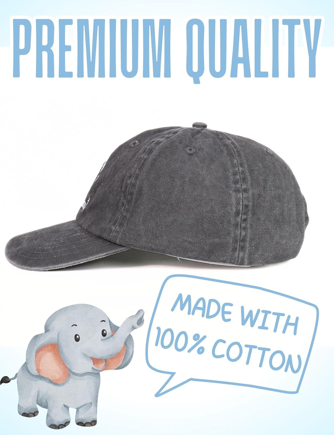 InnoBeta Elephant Gifts for Women, Men, Funny Embroidered Adjustable Cap for Elephants Lovers, Lawyer for Birthday Christmas Grey - Image 5