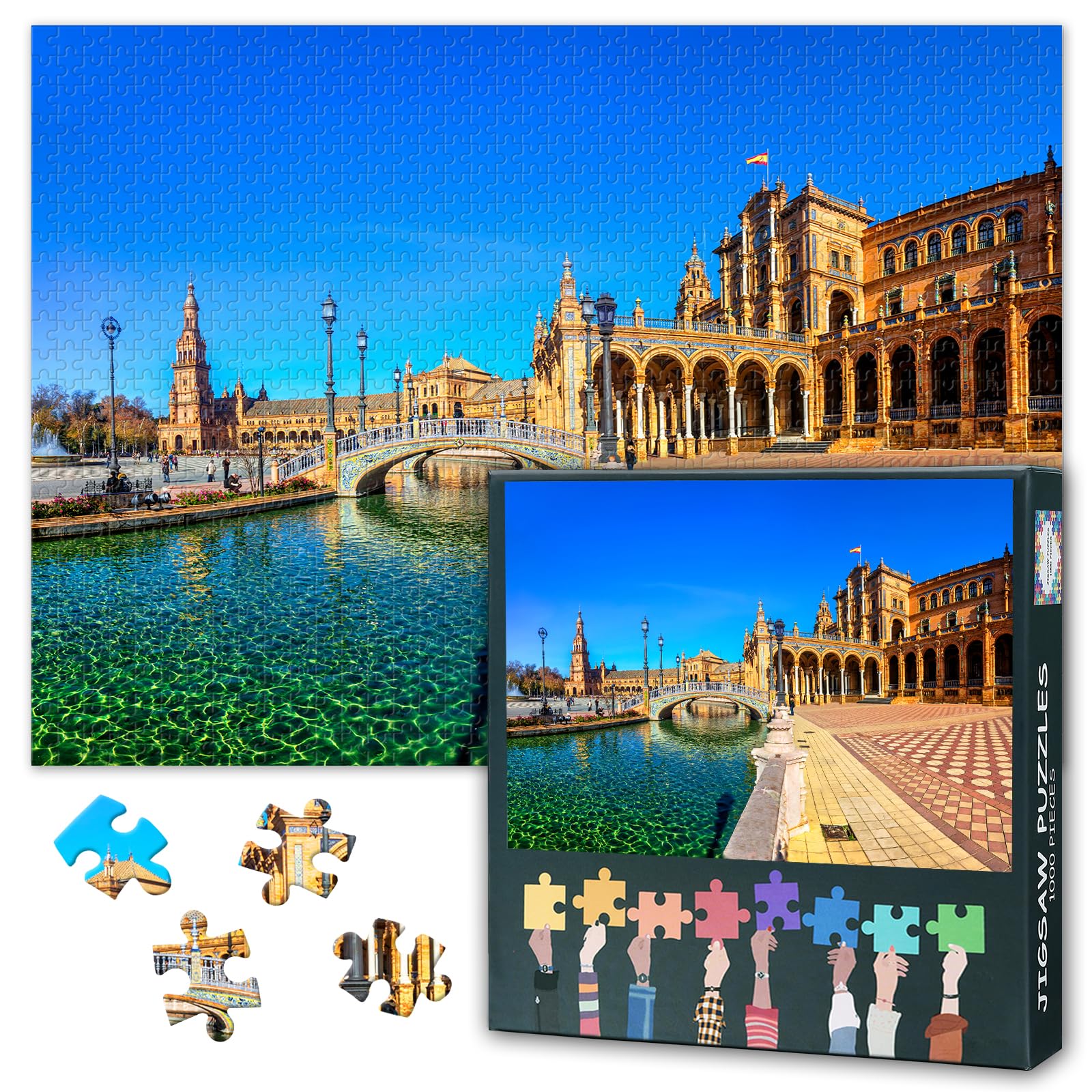 Andalusia Southern Spain Puzzles for Adults 1000 Pieces, Seville (Sevilla) Jigsaw Puzzles, Adult Puzzle for Adults, Educational Fun Games or Toys for Elders Friends 20X27 INCH