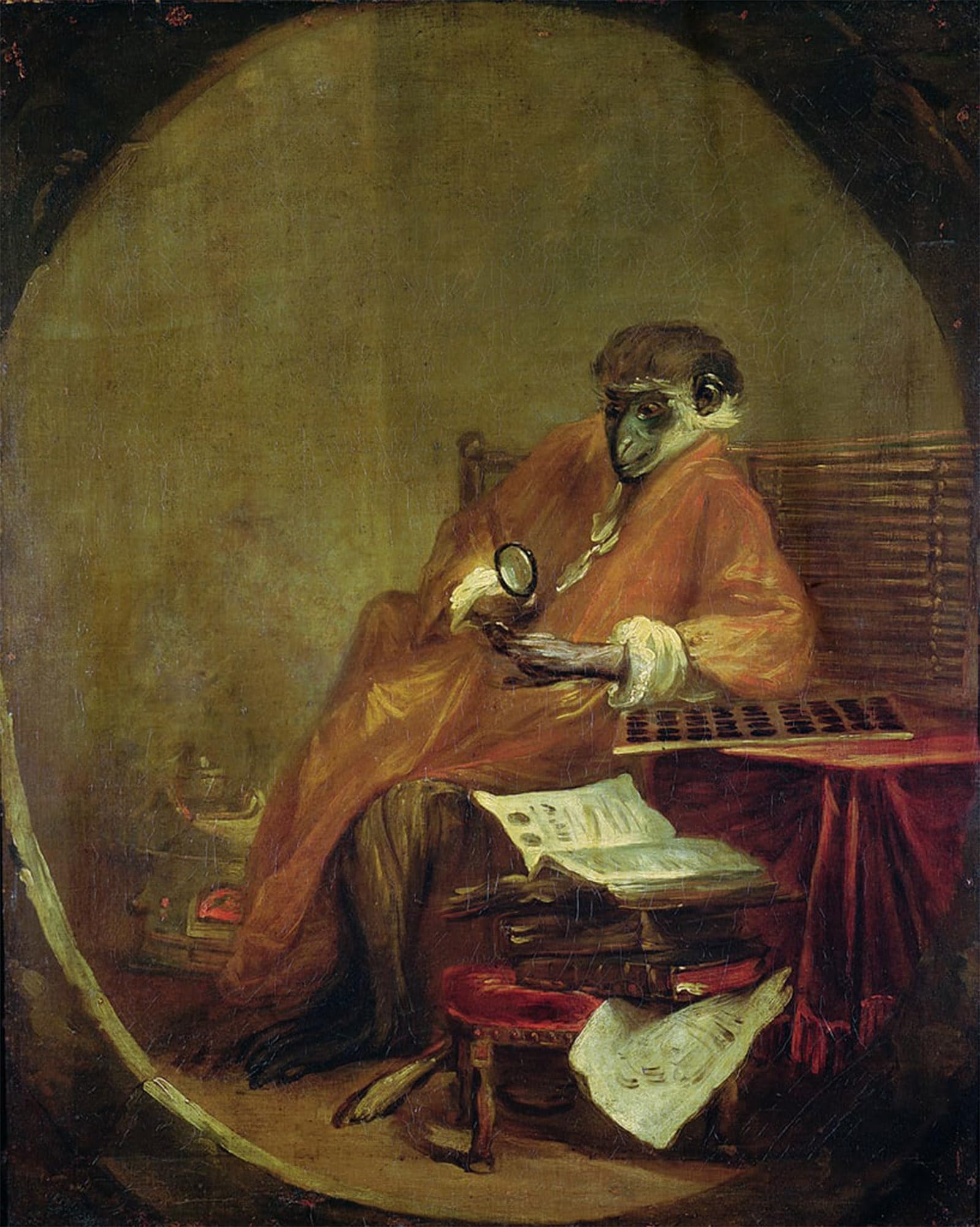 ARTXLXXBN Famous Prints Artwork Pictures Poster Painting Art the Animal Antiquarian by Jean Baptiste Simeon Chardin Artwork Landscape Pictures for Home Decor 60x90cm