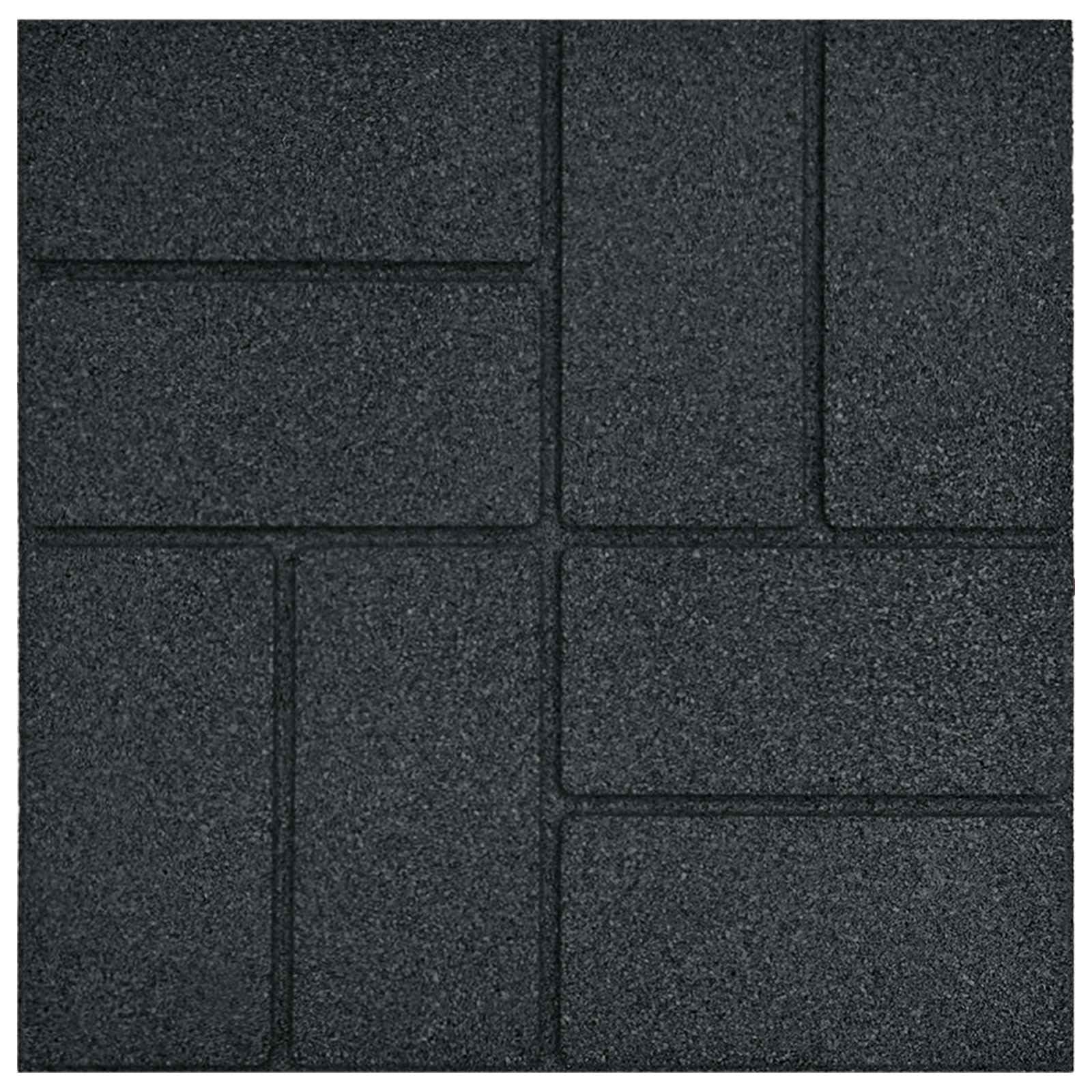 6 piedras de goma negra de 40,5 x 40,5 x 2 cm cuadradas con superficie antideslizante para senderos de jardín, borde de arriates, terrazas y exteriores