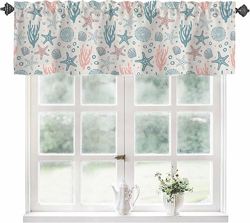 Miniatura 8 de Cortinas de cenefa para ventanas, cenefa de cortina semitransparente con estampado de flores hippie y ondas de arco iris, cenefa de ventana de