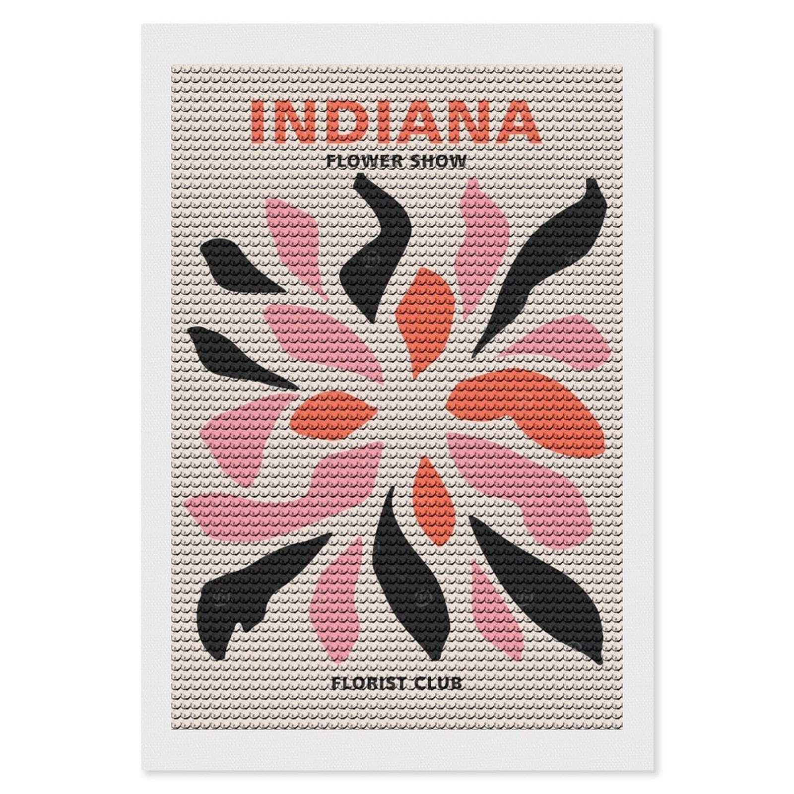 Junmoney Indiana Florist Club Diamond Art Kit 8"x12", Gift Idea, for Family Craft Time, Mindful Craft Activity, Boho Decor, Relaxing DIY Hobby
