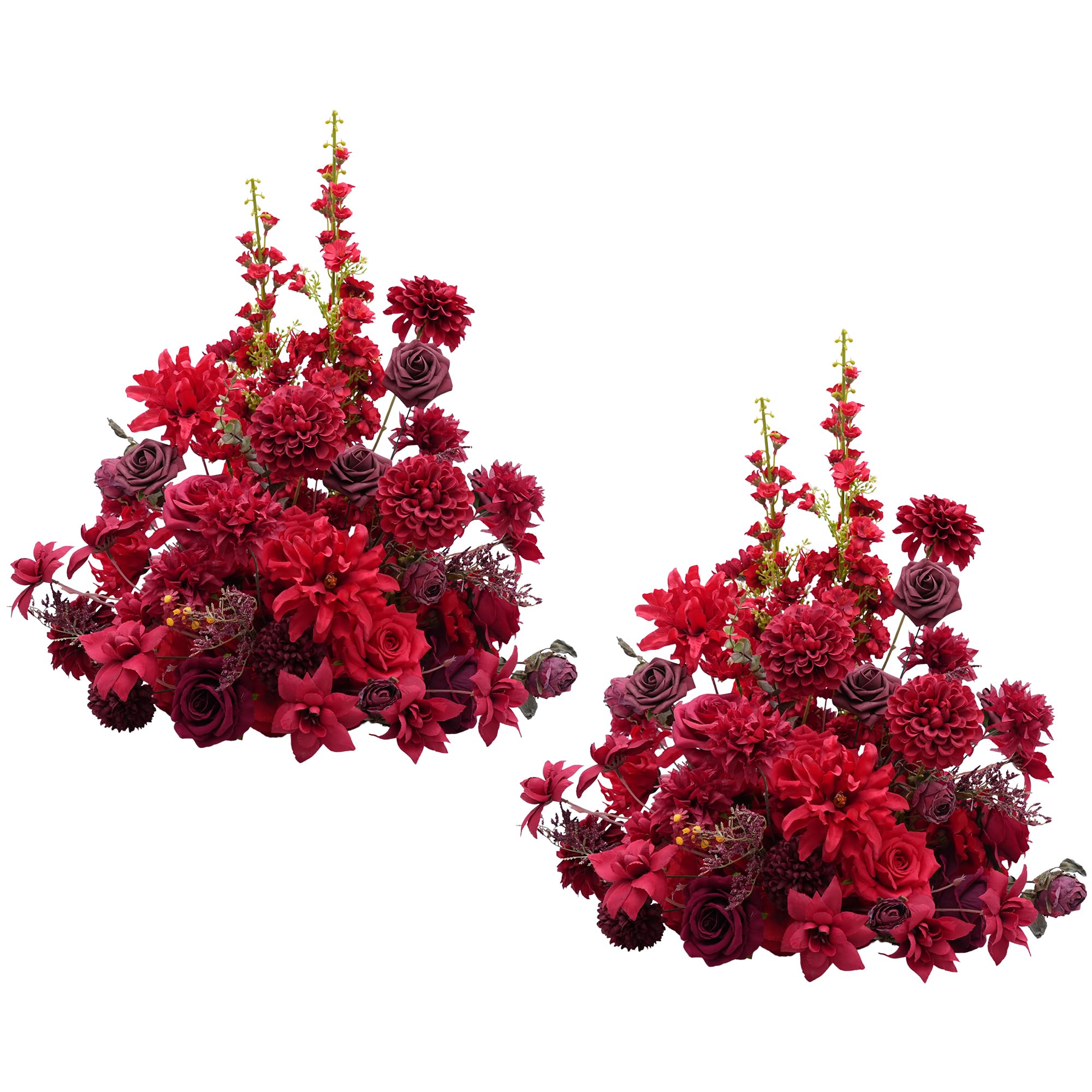 2pcs 19inch red free standing flowers ball bouquet artificial rose arrangements balls for wedding centerpieces tables chair aisle runner flowers decorations