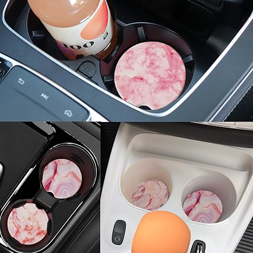 Miniatura 3 de AD Juego de 6 posavasos redondos absorbentes de cerámica con muesca de dedo para una fácil extracción, base de corcho para accesorios de portavasos