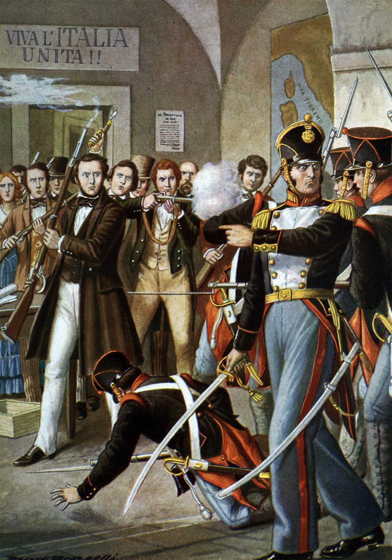 SERENDIPITP Retro Picture Poster Wall Art Pictures Painting the Arrest of Ciro Menotti Italian Patriot Member of the Carbonari Movement a Modene by Tancredi Scarpelli for Wall Decor 60x90cm
