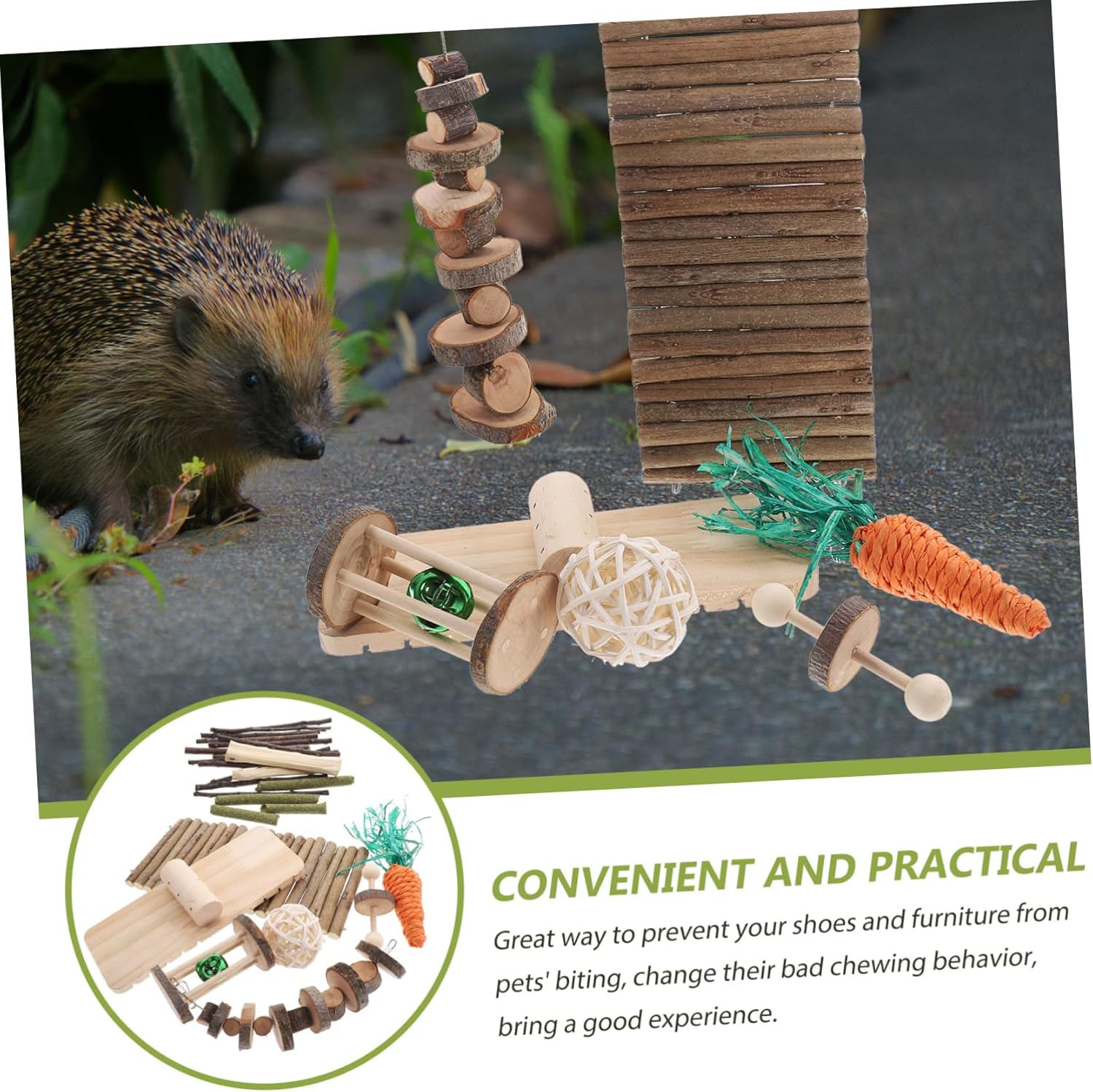 GALPADA 1set Hamster Chew Toys for Teeth Grinding Natural Molar Toys for Animals Safe Pet Chew Kit for Hamsters Guinea Pigs Chinchillas Fun Cage Accessories