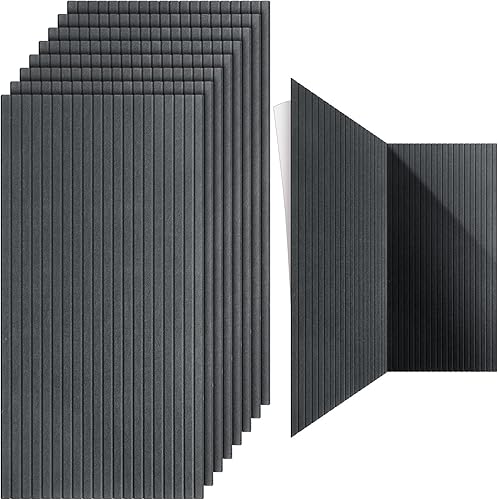 Miniatura 8 de Woanger Paquete de 10 paneles acústicos de color gris claro de 47 x 24 pulgadas, panel de techo acústico autoadhesivo, panel decorativo de pared de
