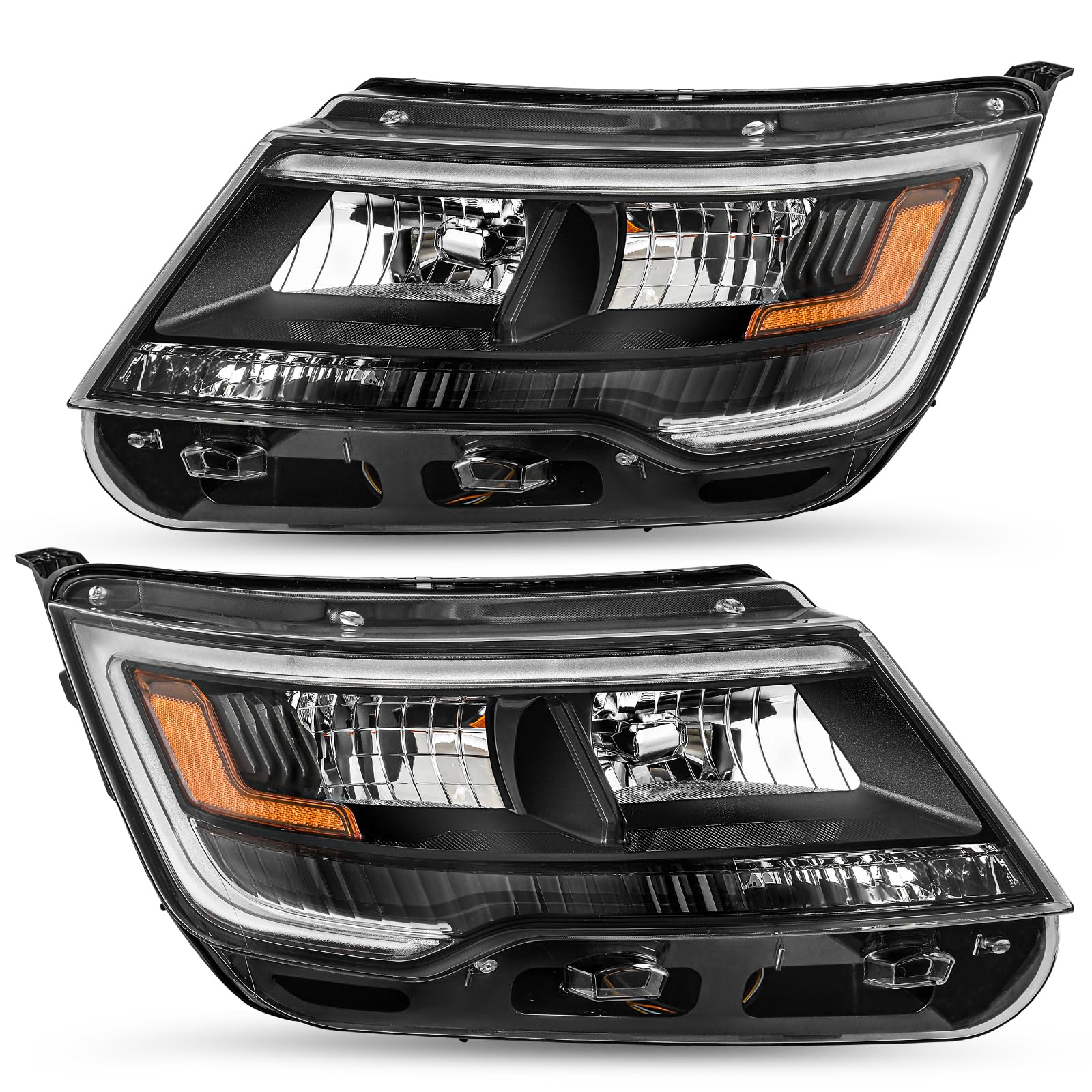 JSBOYAT Black Housing Headlight Assembly Ford Explorer 2016-2019