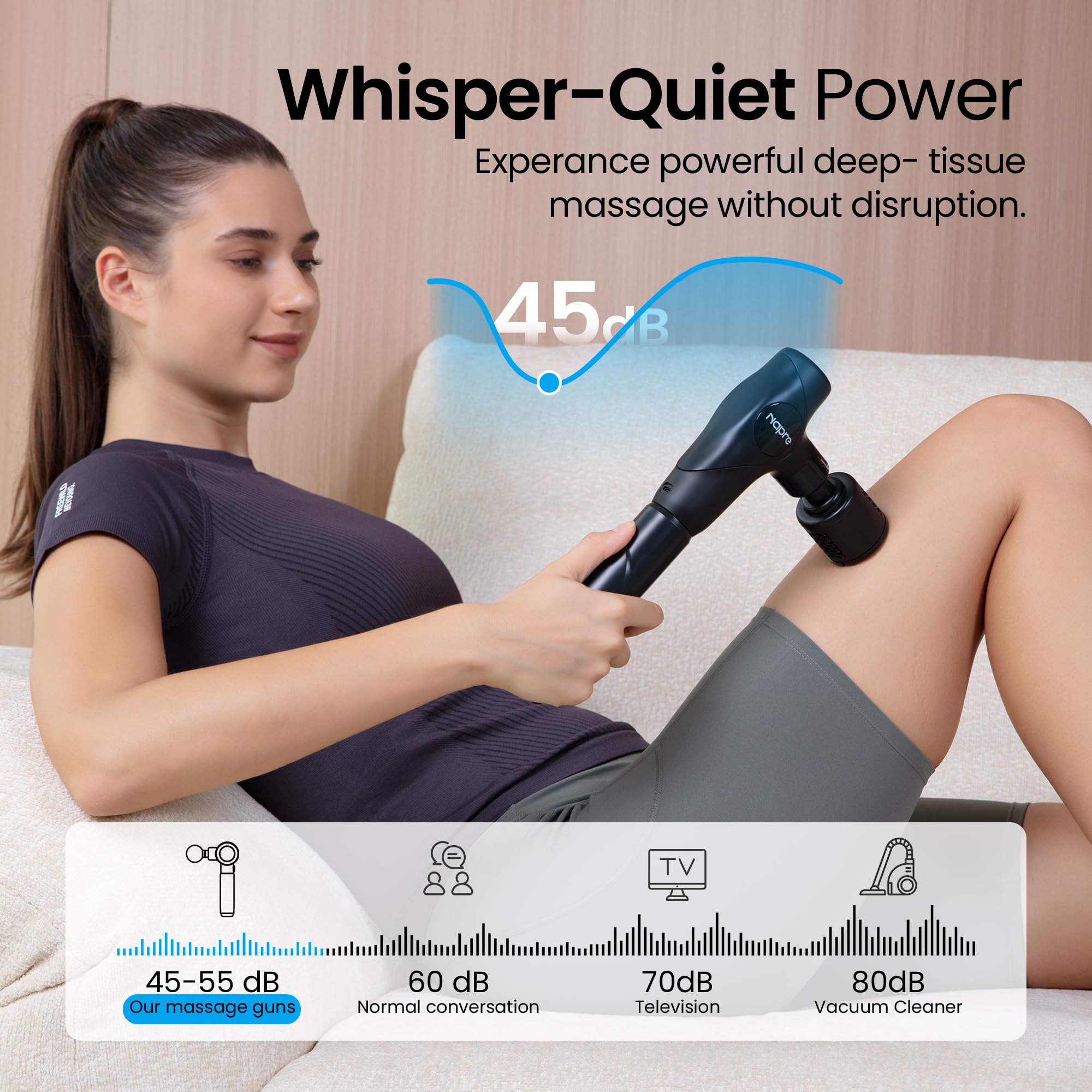 Pistolet De Massage,NAPRE Mini Pistolet de Massage Musculaire avec Tête Chaude et Froide,3 en 1 Pistolet Massage Massage Gun avec Poignée amovible,Silencieux,5 Embouts,Pour Dos épaules,Jambes,Muscles