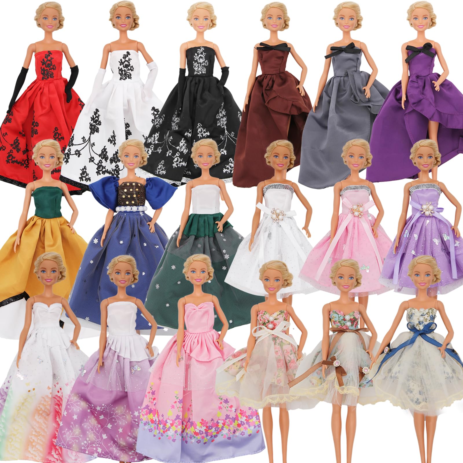 EuTengHao 11-12 Inch Doll Clothes Set Includes Wedding Party Gown Evening Dresses for 11.5'' Girl Dolls Fashion Outfits Suitable for 30cm Girlfriend Doll Dress Up for Kids Girls Gift