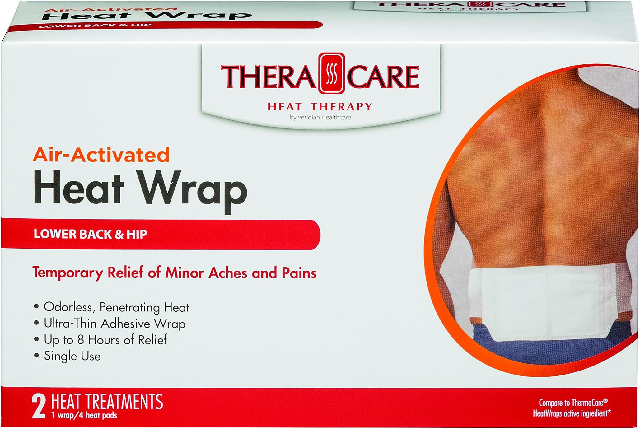 TheraCare AirActivated Heat Wrap Lower Back & Hip 2Treatments Deep