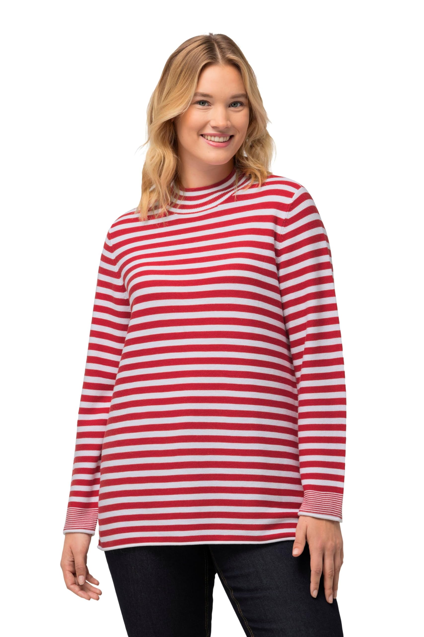 Ulla Popken Ringelpullover, Turtle-Neck Pullover Sweater,