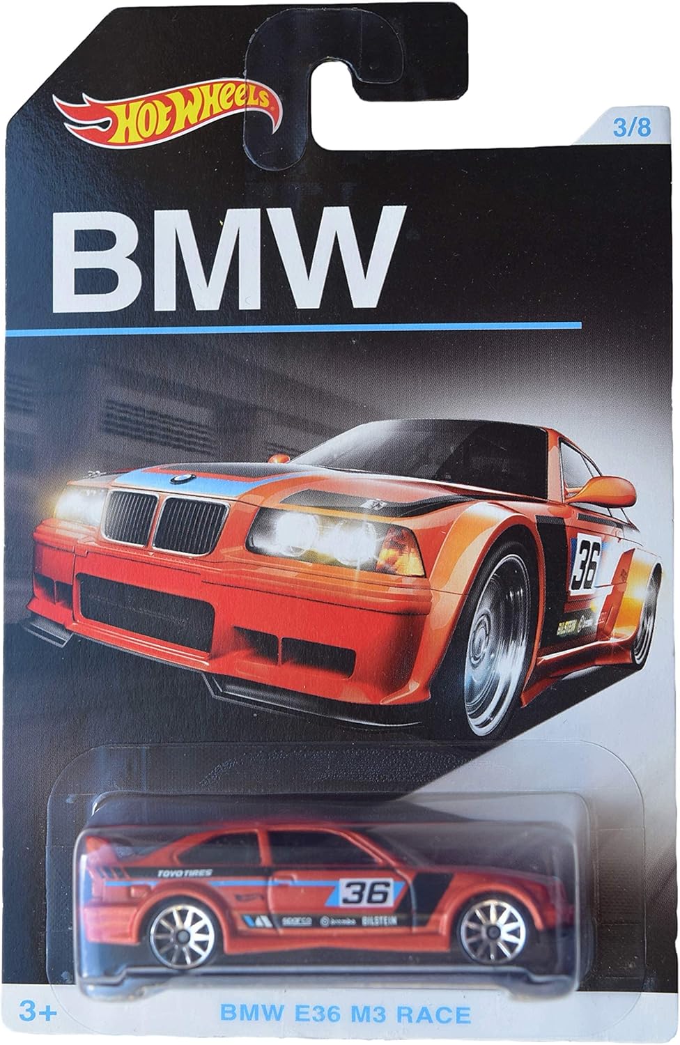 Hot Wheels BMW E36 M3 Race - Burnt Orange 3/8
