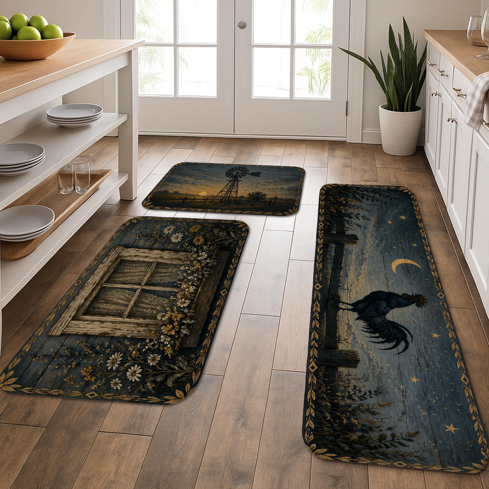 Tapis de cuisine rustique lot de 3 lavables pour un sol propre et décoré