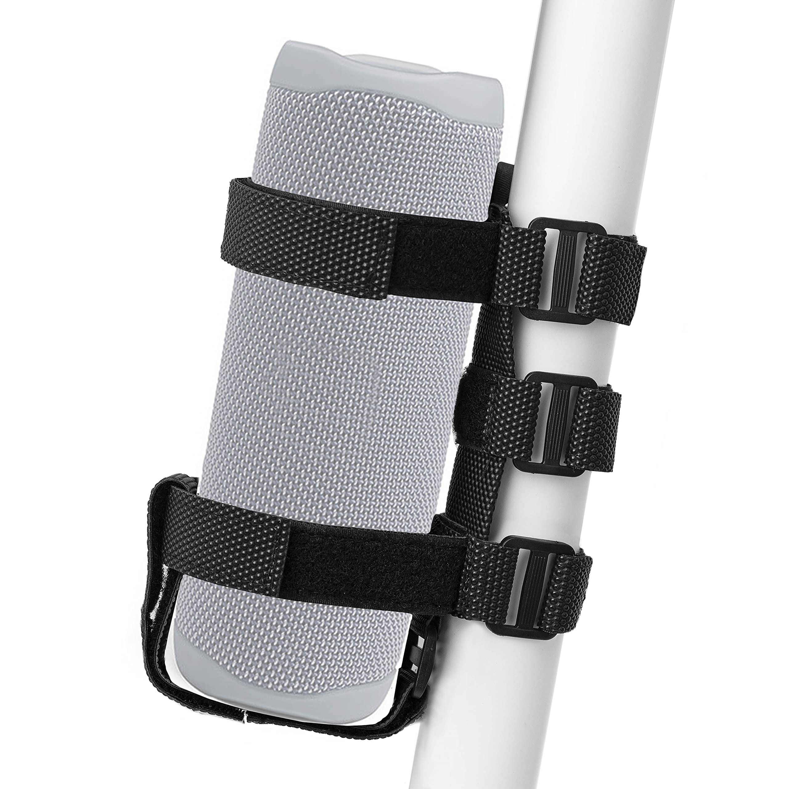 2-Strap Style Portable Boat Speaker Mount,Portable Speaker Holder for Boat Railing Frame,Waterproof Outdoor Adjustable Strap Fits Most Bluetooth Wireless Speakers Stabilizer Straps,Black