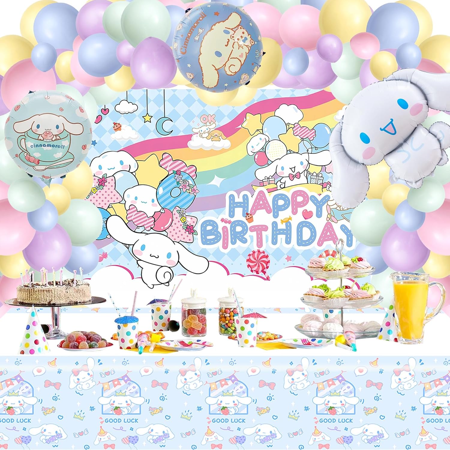 Kawaii Birthday Party Supplies, Cartoon Dog Party Balloons