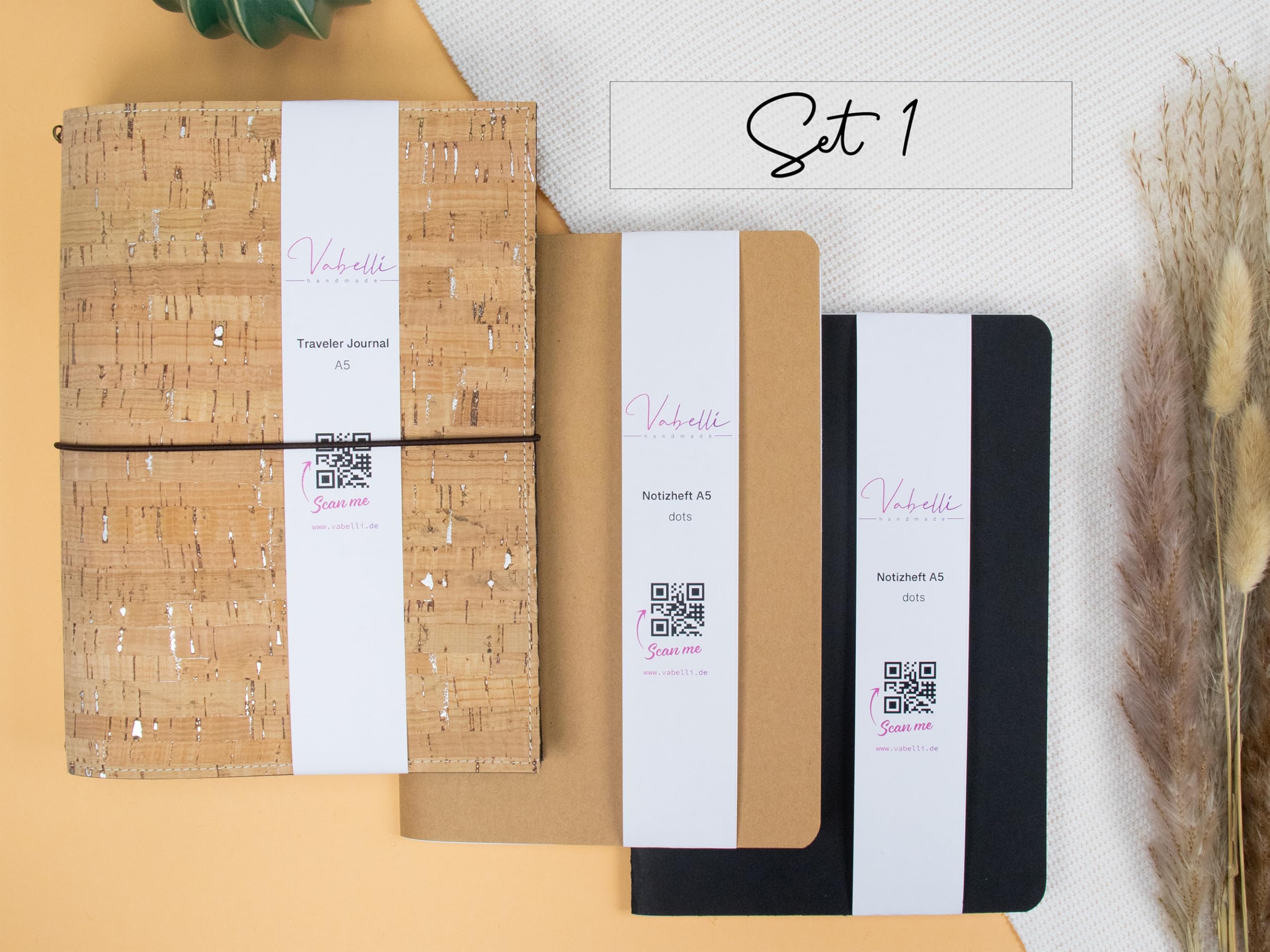 Travelers Notebook, hellbraun/silber, Kork, nachfüllbar, versch. Größen, A5, Platz für 2 Hefte, mit Notizheften erhältlich (hochwertiges 120g Papier), handmade