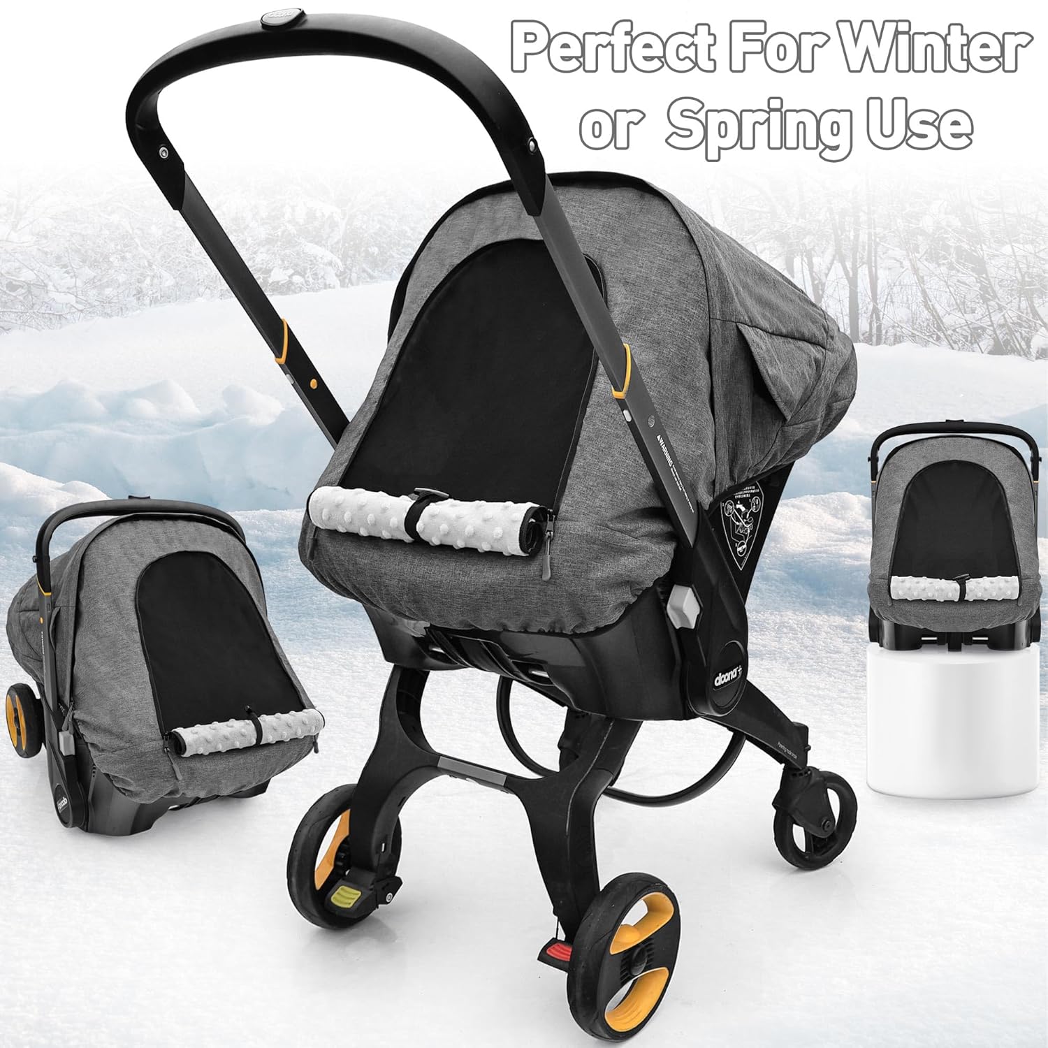 Waterproof Baby Car Seat Cover Compatible with Doona Car Seat and Stroller,Patented Windproof Car Seat Canopy for Boys & Girls, Keeps Babies Warm and Coz(Gray)