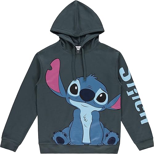 Disney Sudadera con capucha Lilo and Stitch para mujer, diseño clásico de Lilo y Stitch Ohana, con estampado múltiple