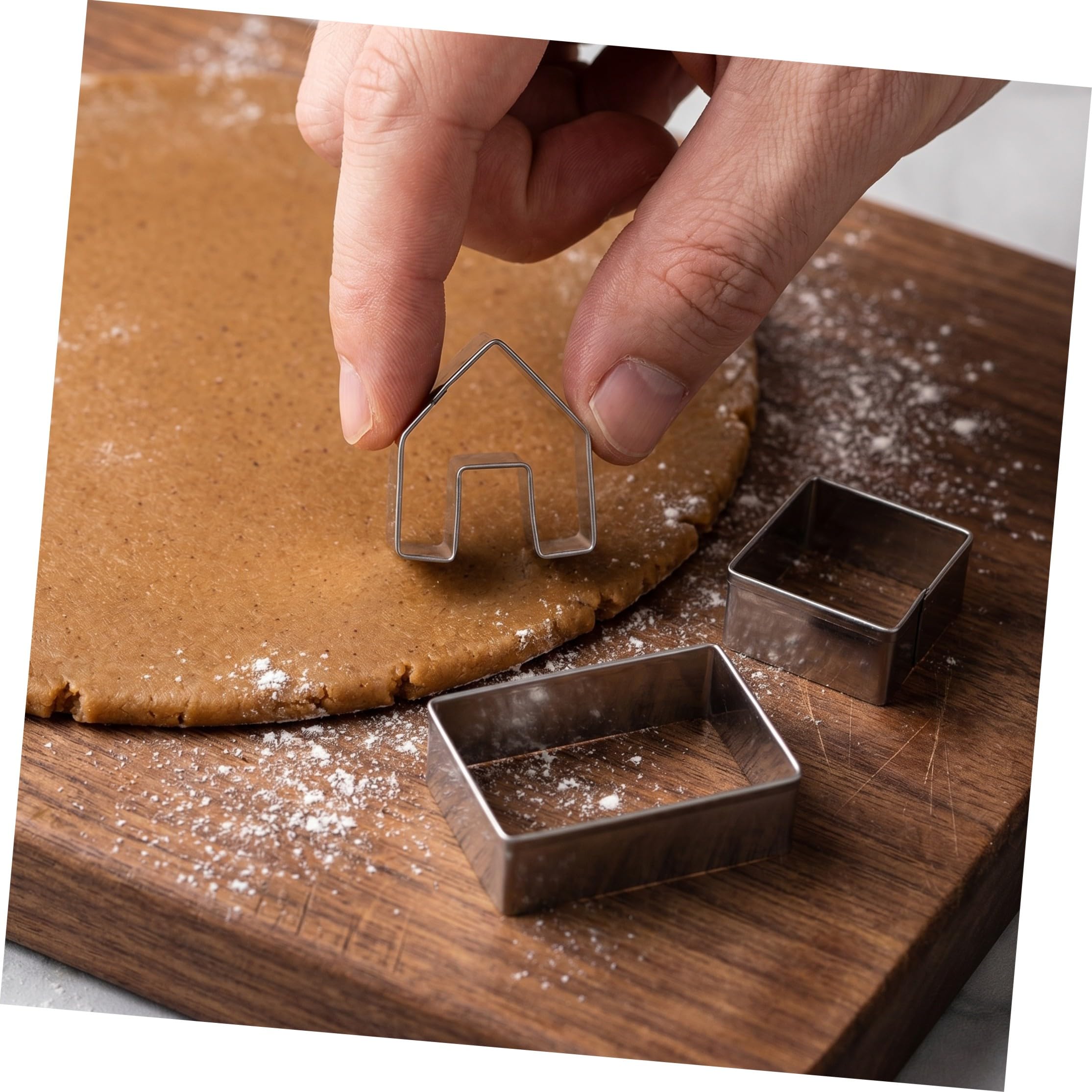 NUOBESTY 5 Molde De La Casa Carrito Helados Juguete Cortadores De Forma Navideña Casa De Jengibre Cortador De Galletas Aceitera y Vinagrera Acero Inoxidable Pastel Árbol De Navidad 3d