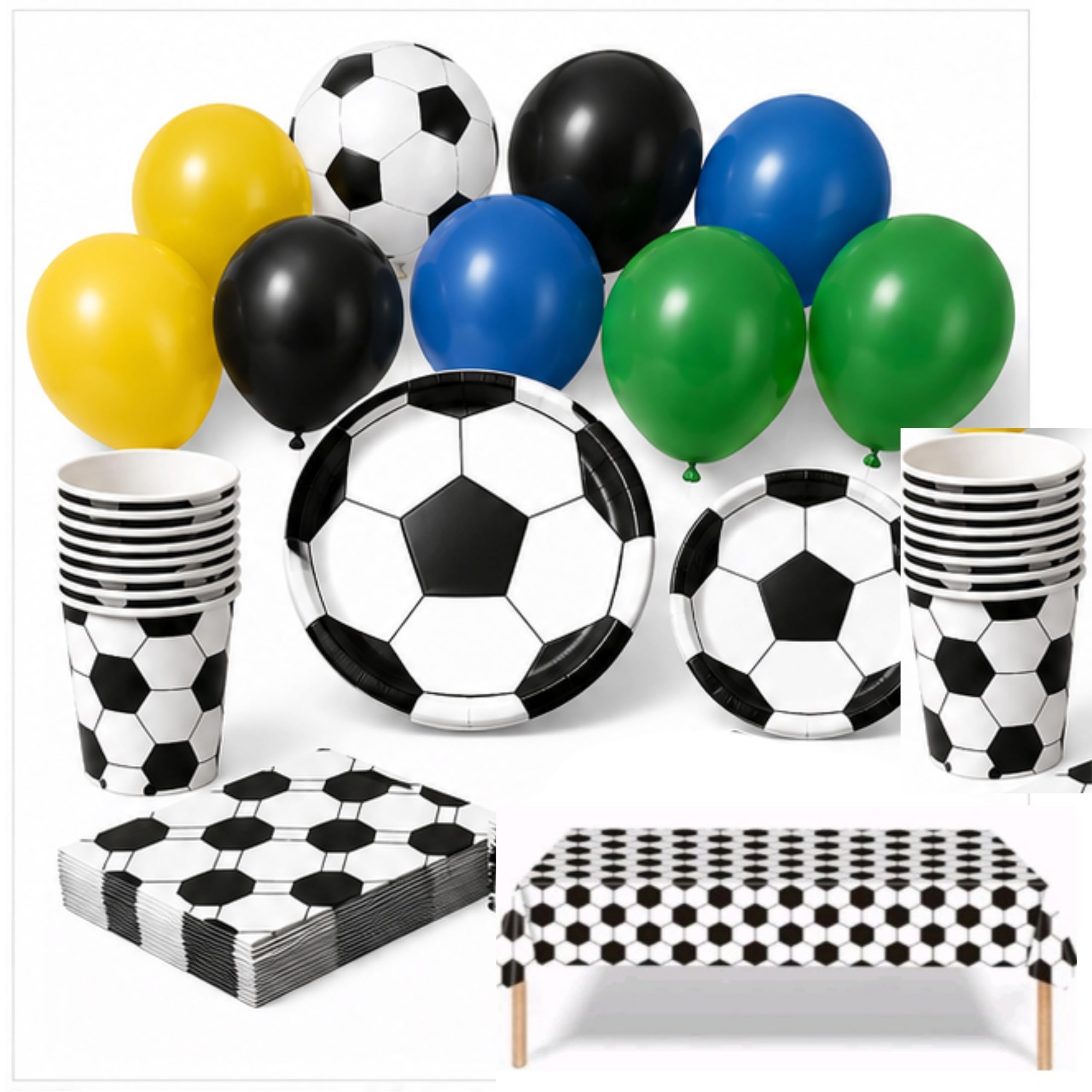Football Party Tableware Set, 91PCS for 20 Guests | Plates Cups Tablecloth