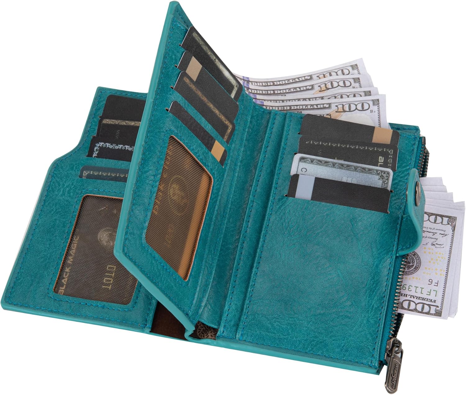 Wrangler Wallet for Women Bifold Card Holder with Zipper and ID Window - Image 3