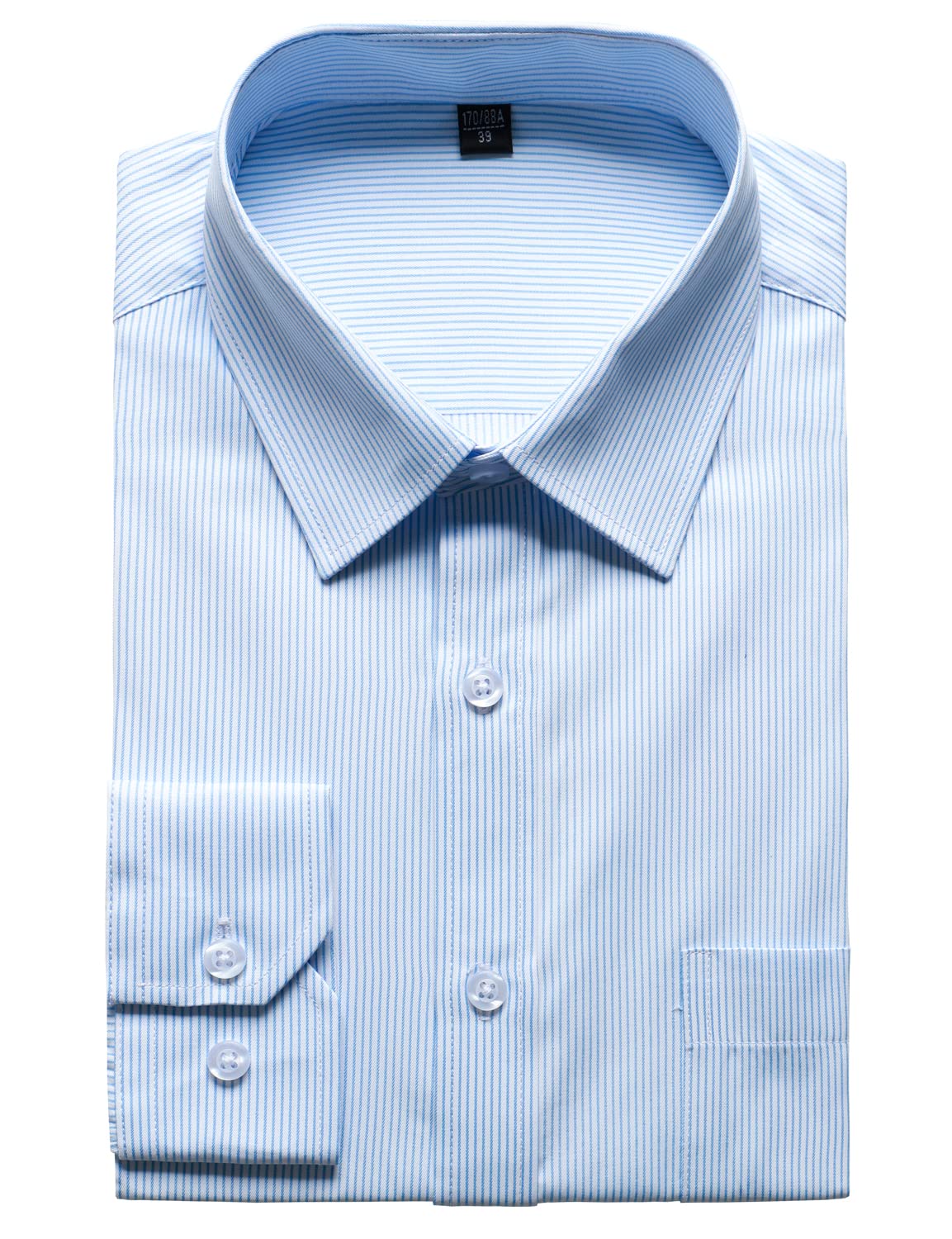 PARKLEESMens Solid Twill Classic Fit Shirt Business Slim Fit Long Sleeve Dress Shirt with Pocket