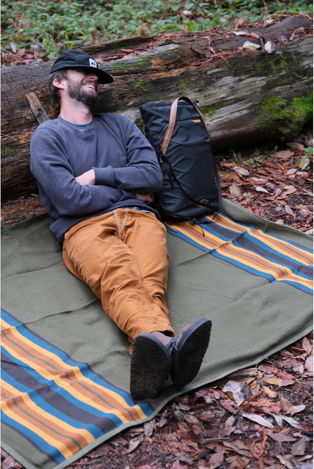 Waterproof Outdoor Canvas Camping Blanket - Waxed Canvas Campfire Blanket with Water Repellent Backing - Camp - Bushcraft Tarp (Olive, Regular) - Image 3