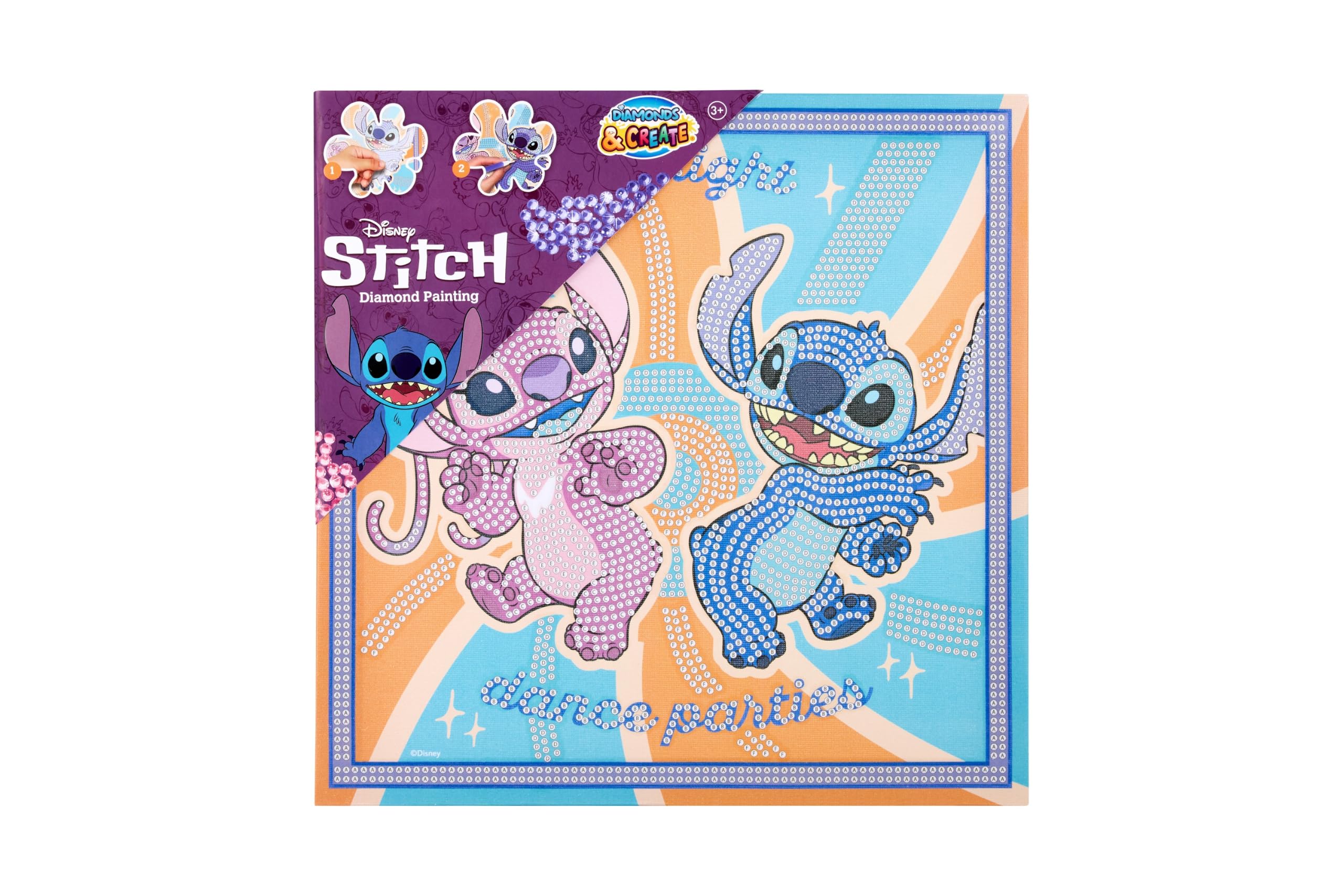 Disney Stitch Diamond Painting XL | Stitch and Angel, 29 x 29 cm Canvas