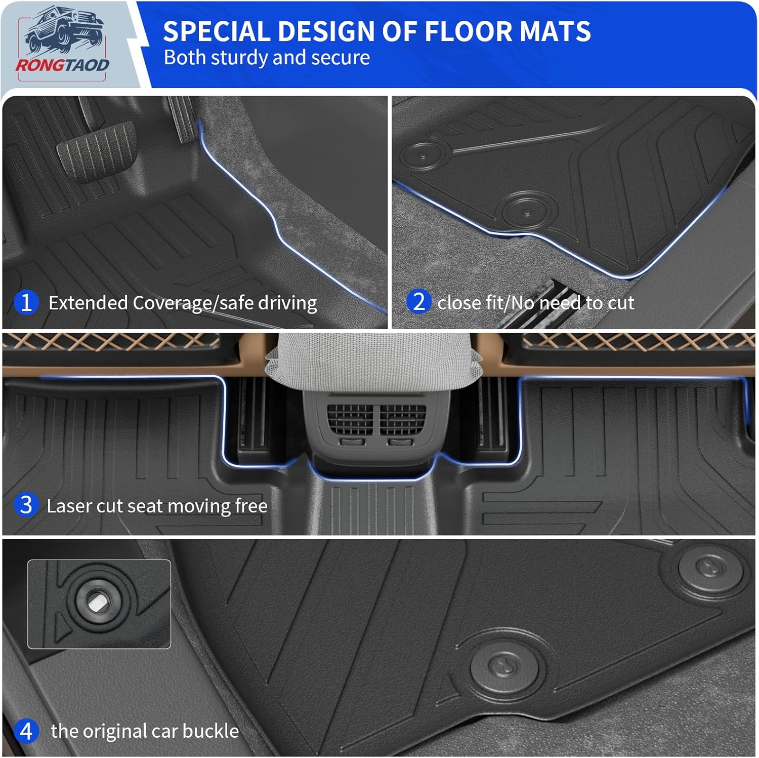 Rongtaod Floor Mats Compatible with 2025 2026 Subaru Forester NO Hybrid Trunk Mat Cargo Mat Cargo Liner Back Seat Cover All Weather Forester Accessories (Floor Mats+Trunk Mat+Backrest Mats) - Image 3
