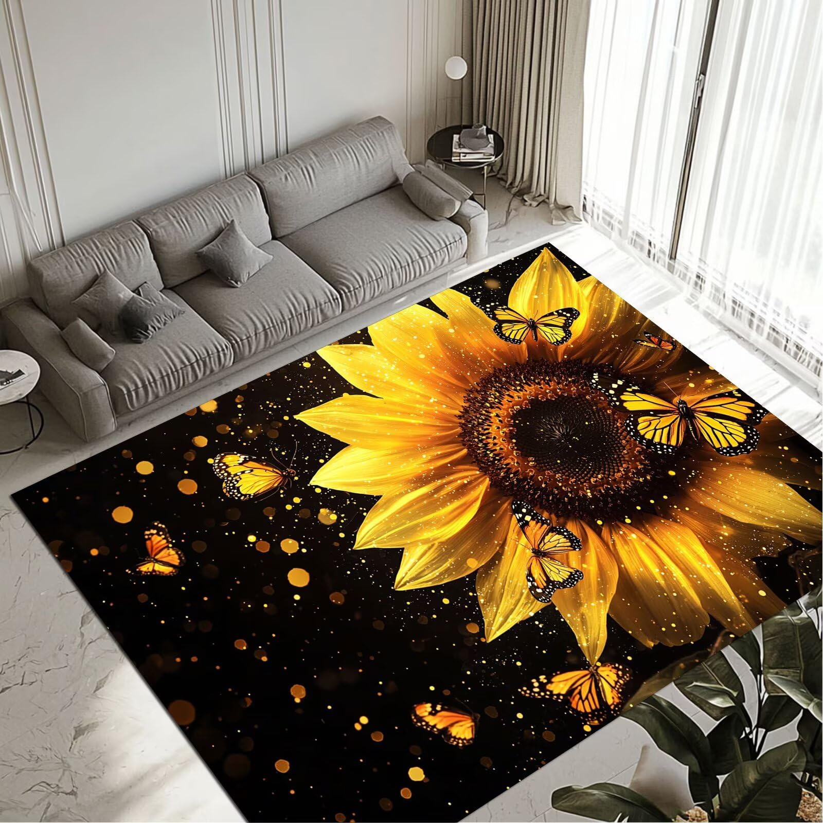 Tapis de salon lavable et imperméable grand format antidérapant
