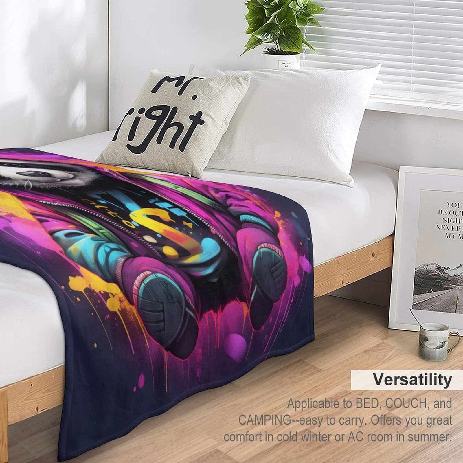 Plaid Couverture De Animal Panda en Flannel Polaire 1 Pièce Moelleux Douce Chaude Facile À Manipuler pour Lit Canapé Chambre Balcon Voyages Bébé Feuteille （150×200cm）