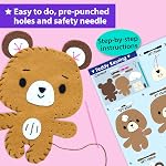 KRAFUN Unicorn Keyring Sewing Kit for Kids Age 7+ | 6 Dolls | Plush keyring dolls: bear, dog, rabbit, raccoon, owl & unicorn. Felt & instructions included