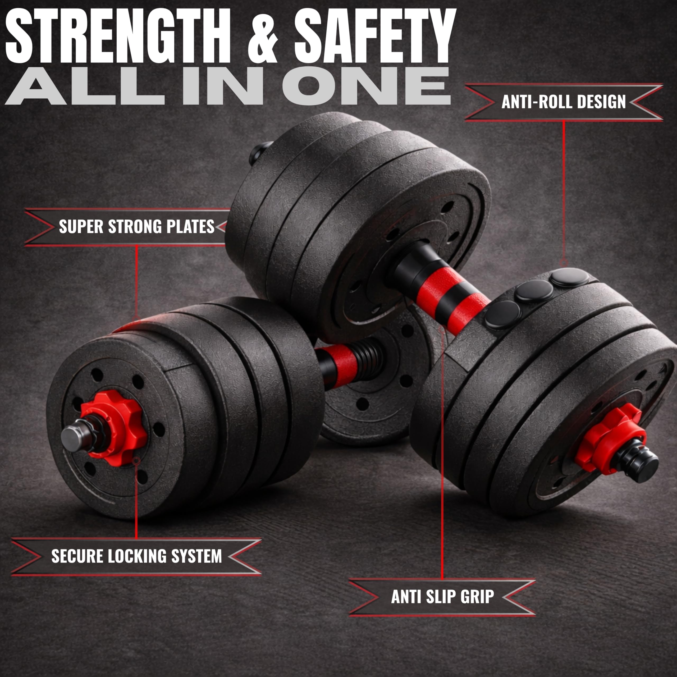 Adjustable Dumbbell Barbell Weights Set 10-40kg Home Gym Hand Weights Pair Kit