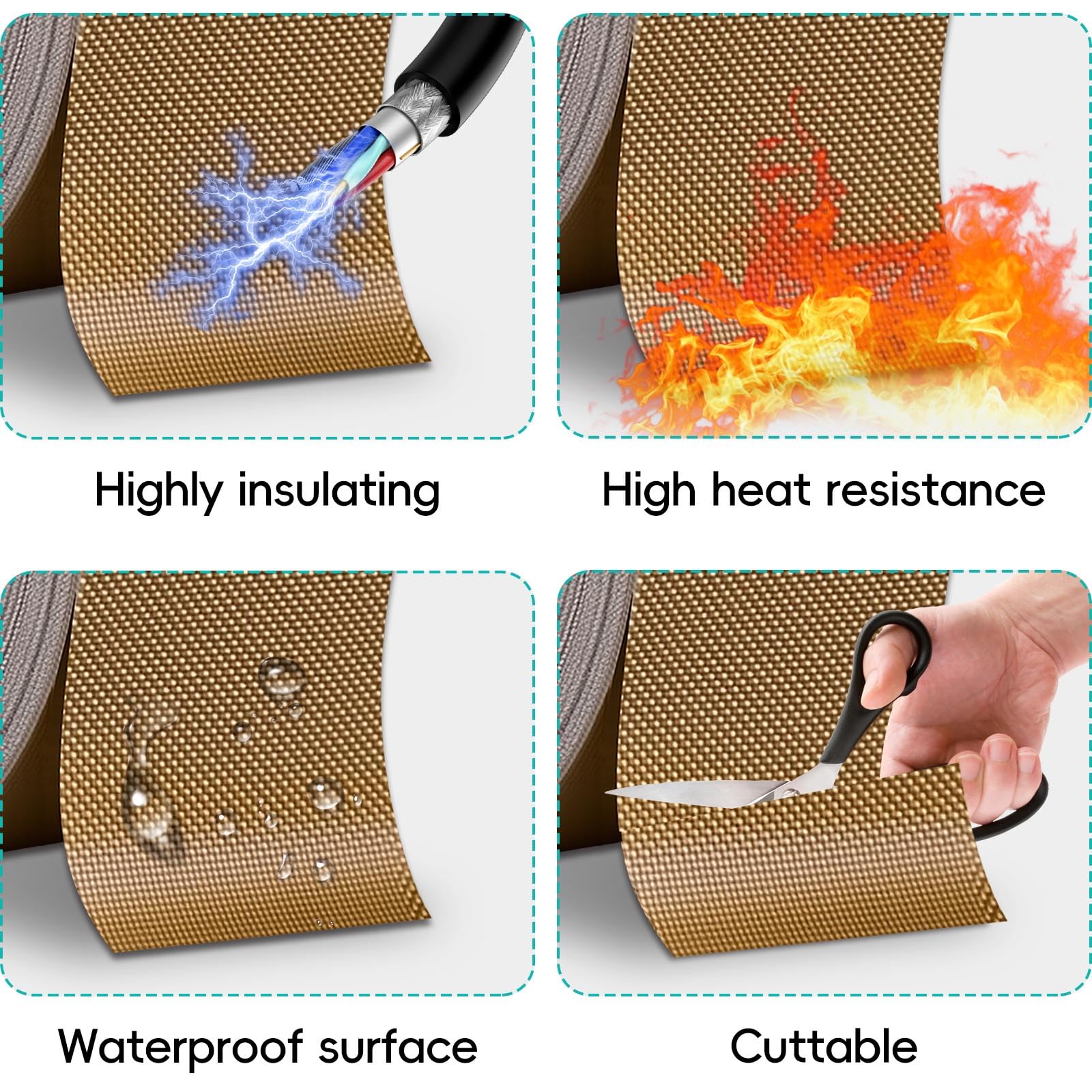 Nastro in teflon, autoadesivo, resistente al calore, 0,18 x 150 mm x 10 m, in PTFE, resistente al calore, ad alta temperatura, per macchina sottovuoto